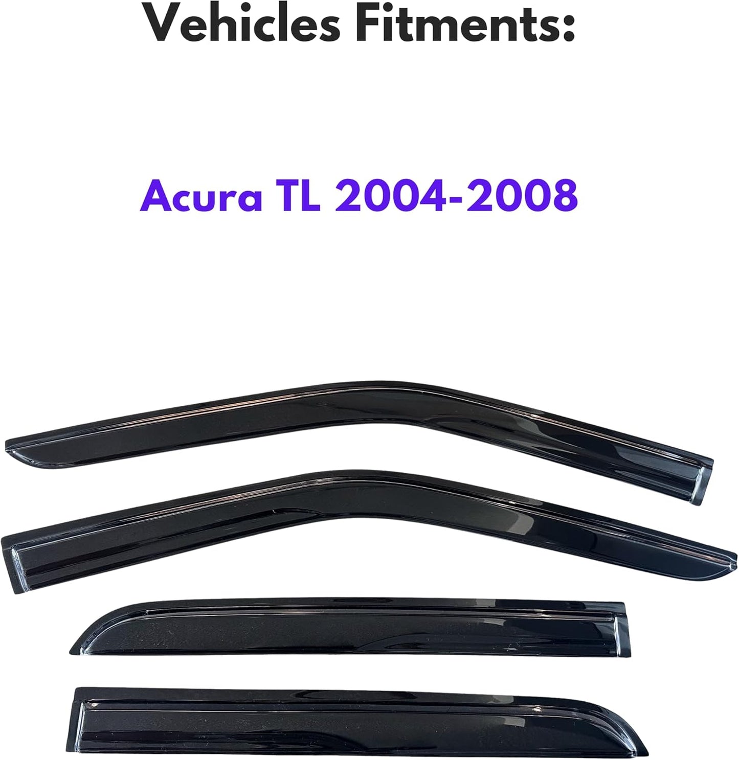 KPY Window Visor Compatible with Acura TL 2004-2008, 4PC Rain Guard Side Window Vent Deflectors Tape-On Mugen Style, 2004 2005 2006 2007 2008