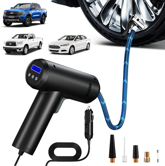 Tire Inflator – High-Power 12V Car Air Pump for Fast Tire Inflation | Auto Shut-Off, LED Display & Compact Design for Cars, Motorcycles & Bikes