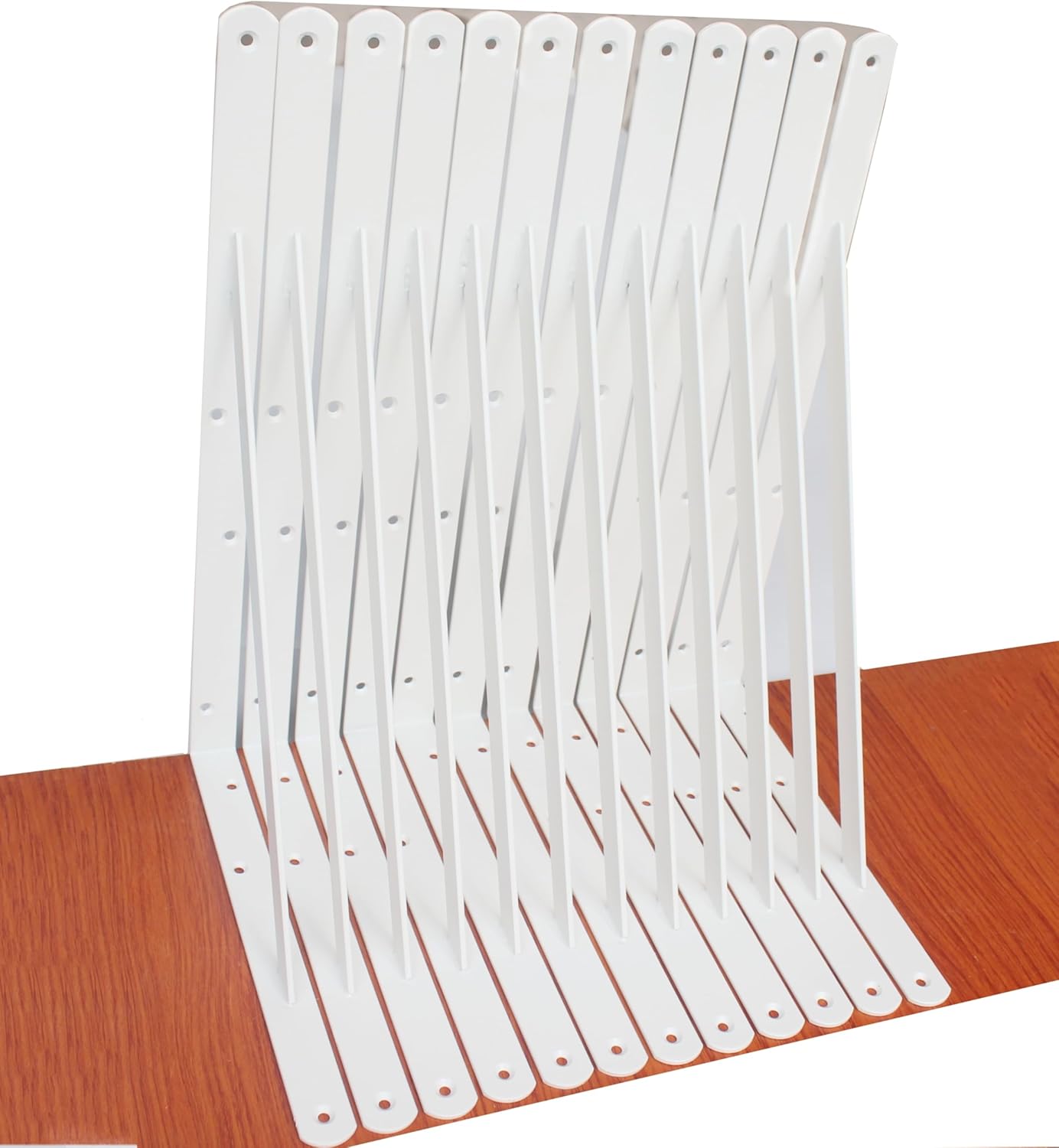 12 Pack L16 x H 10" White Heavy Duty Shelf Brackets with Screws Metal Shelf Brackets Shelf Support Angle Brackets for Shelves L Brackets Heavy Duty Floating Shelf