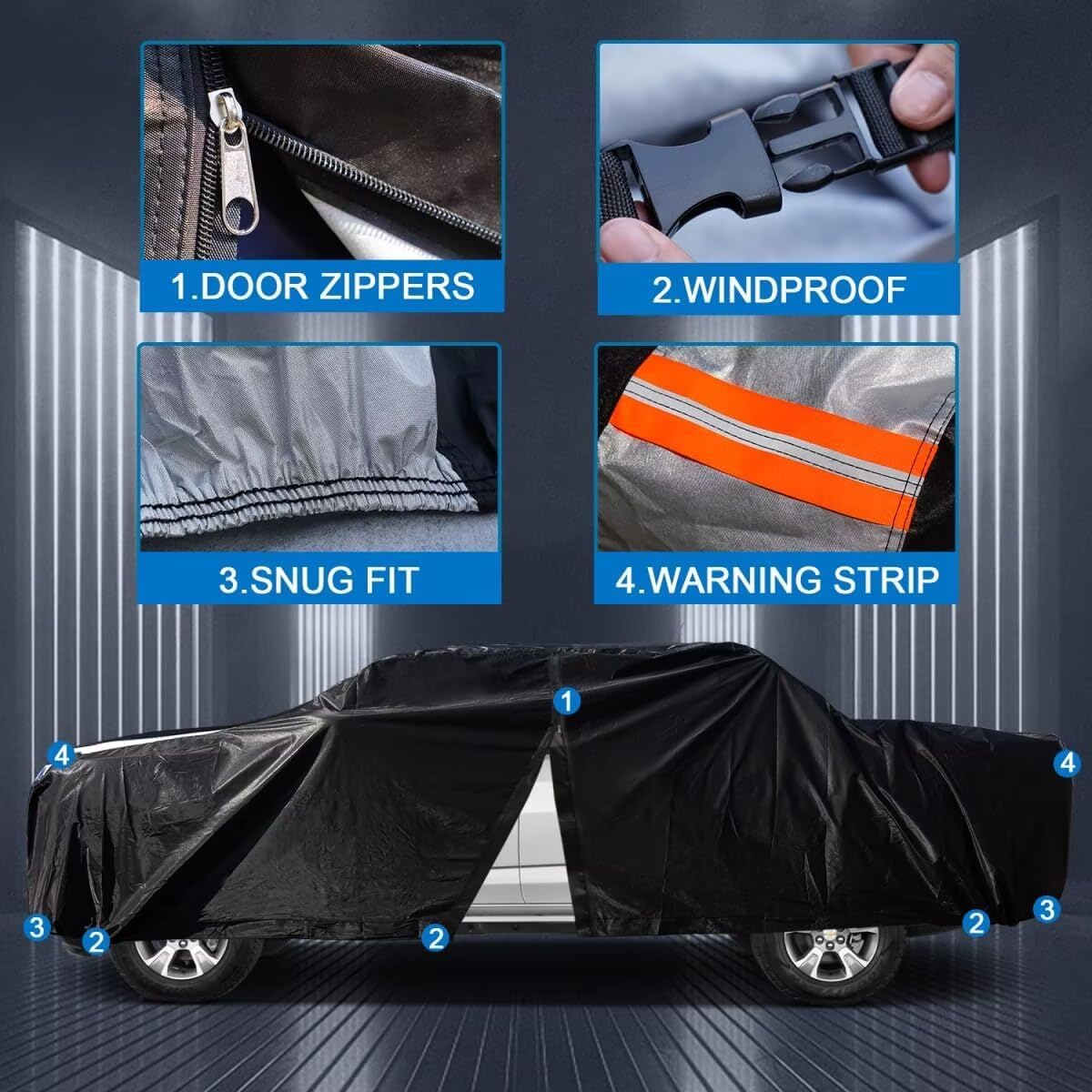 Chevrolet Silverado 2500HD Truck Cover Custom Fit 2020-2026 Crew Cab Short Bed(6.8') with Door Zipper, 10 Layers Outdoor Heavy Pickup Truck Cover Waterproof All Weather, Wind Dust Sun Protector.
