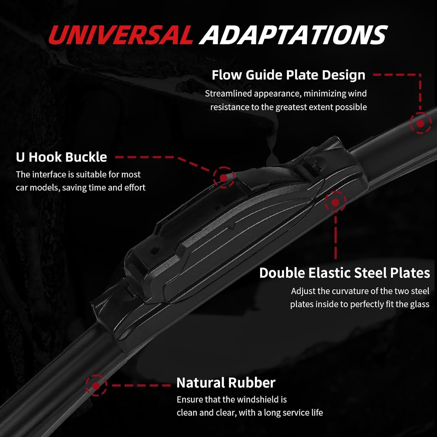 OTUAYAUTO Windshield Wiper Blades - Replacement for Jeep Cherokee 2014-2023, Original Factory Quality Front and Rear Wiper Blade - U Hook 26"+18"+14"(Pack of 3)