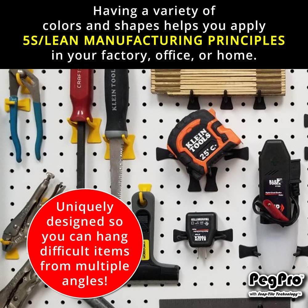 PegPro® J & 2" Hooks Kit for Standard “Wood Fiber” pegboard – Durable Plastic Pegboard Hooks - for Garage, Kitchen, Craft Room, and More (J & 2" Hook - 50 Pack, Black)