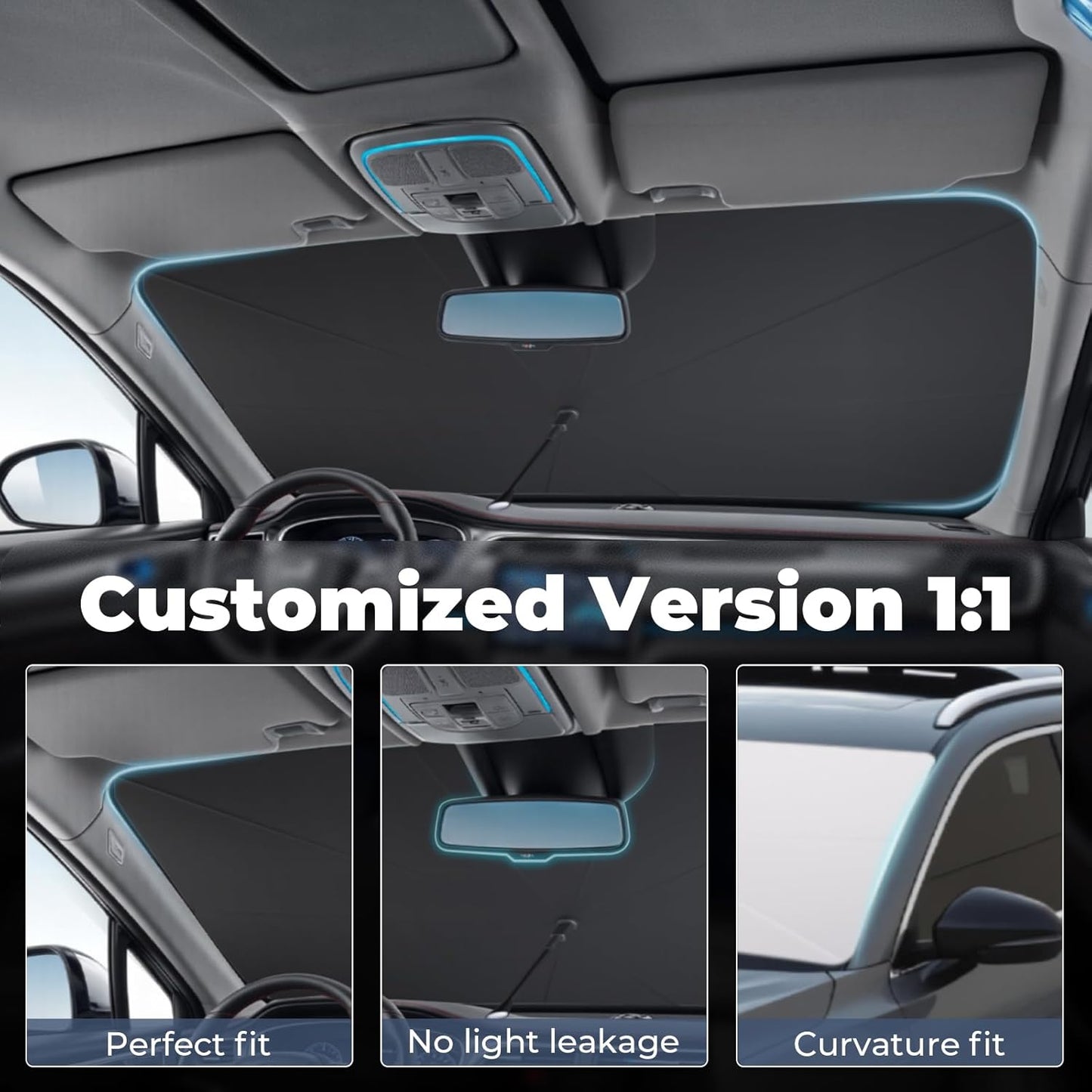 Windshield Sun Shade Umbrella: Custom Fit for 2015-2024 Nissan Murano S/SV/SL/Platinum (Z52) - Double Thickened Foldable Front Window Sunshade, Superior UV & Heat Protection, Keeps Crossover SUV Cool