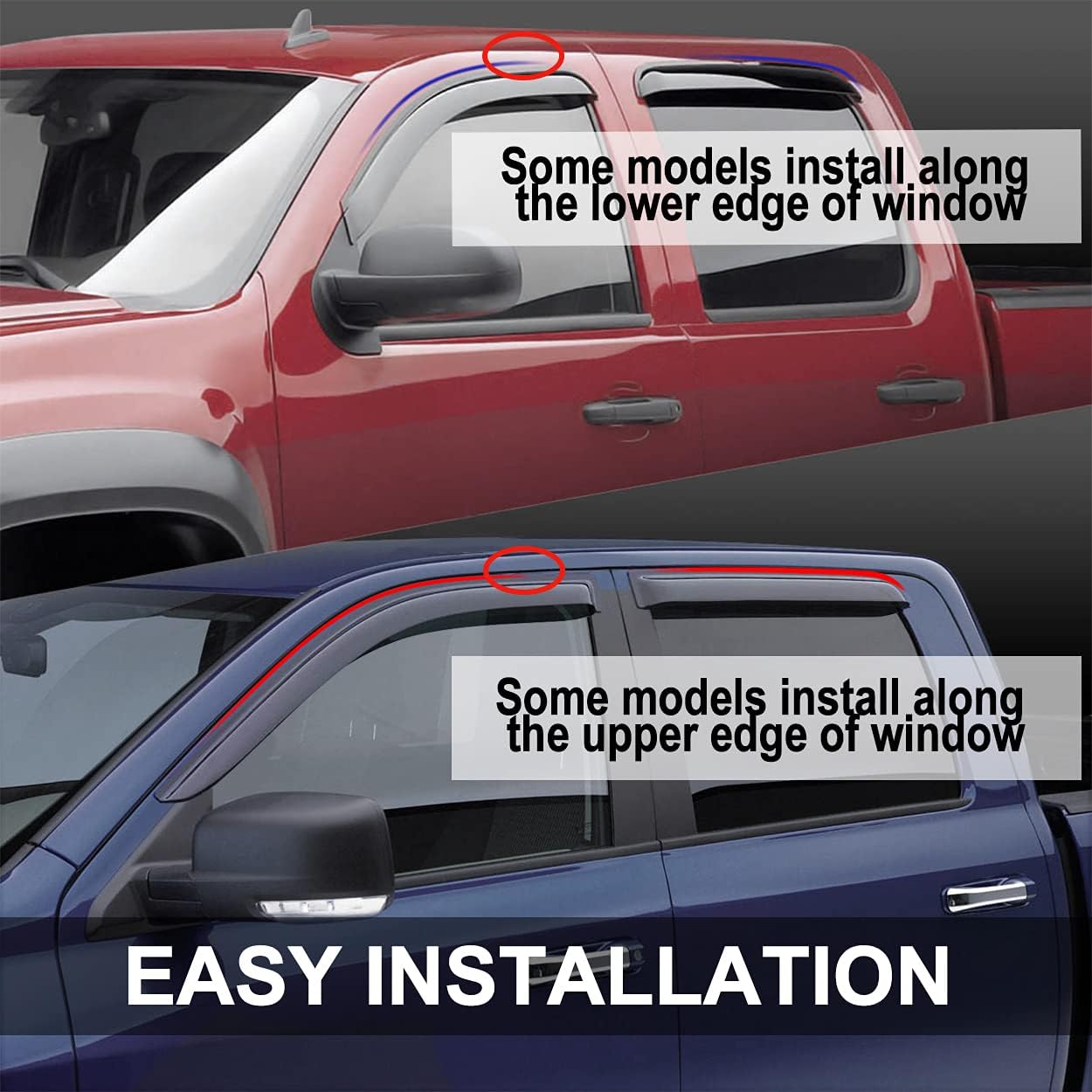 94143 Side Window Visor Wind Vent Deflector fit for 2007-2015 Mazda CX9,4pcs Dark Smoke Nice Looking Outside Mount Style Tape On Sun Rain Guards Set