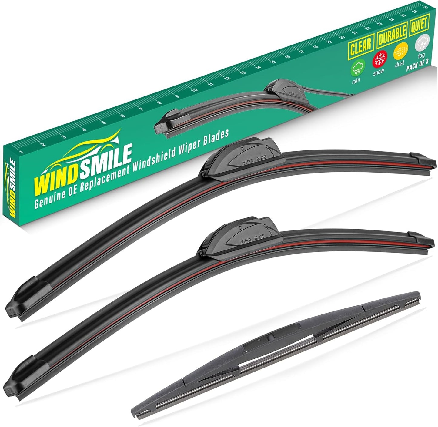26" 18" 12" Windshield Wiper Blades Replacement for Nissan Murano 2017 2018 2019 2020 2021 2022 2023 2024 Premium All Weather Front Rear Wipers Set - OEM Quality (Pack of 3)