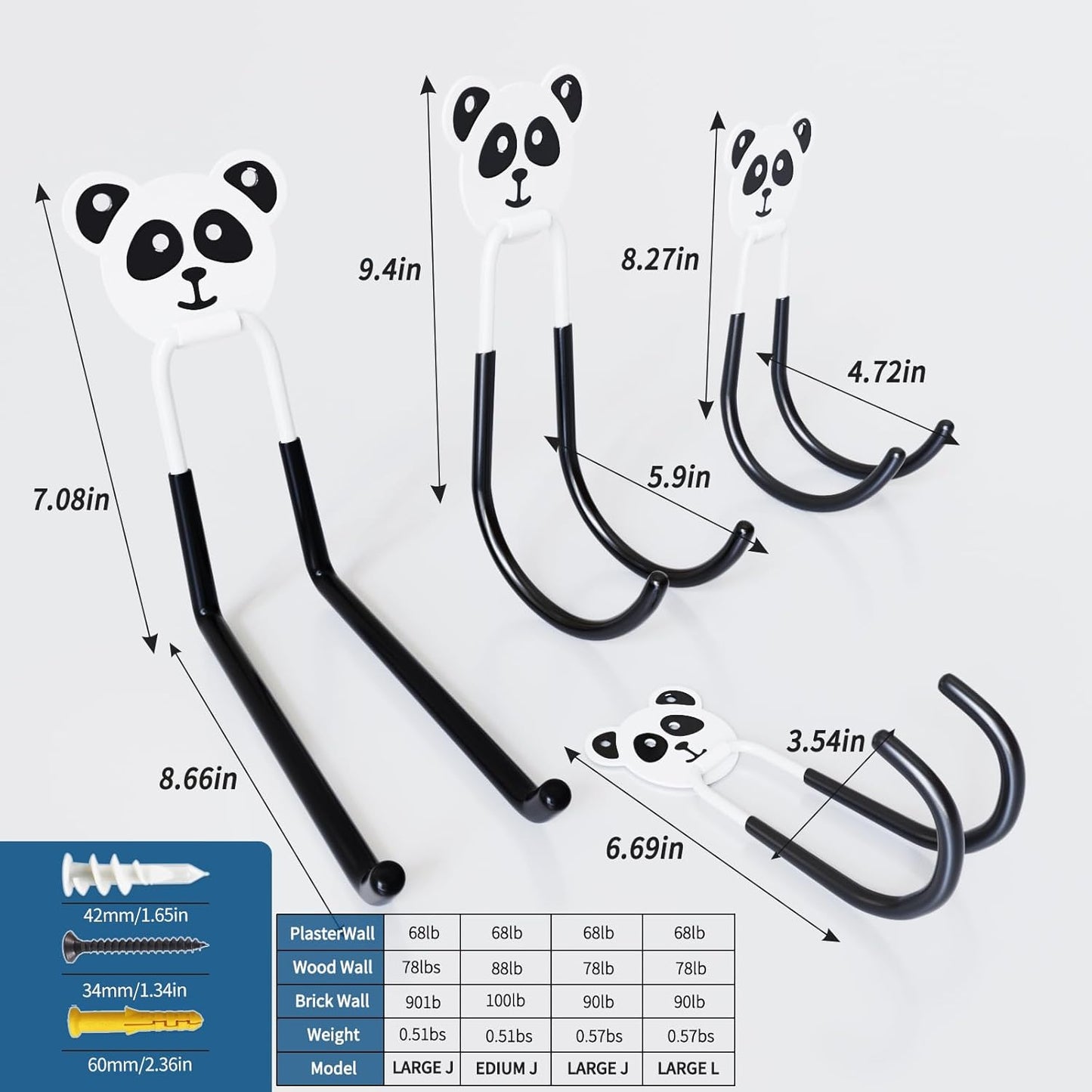 GPANDAG 8-Pack Heavy Duty Garage Hooks, Anti-Slip Coating Utility Hooks for Hanging Ladder, Yard Tools, Bicycle, Hose