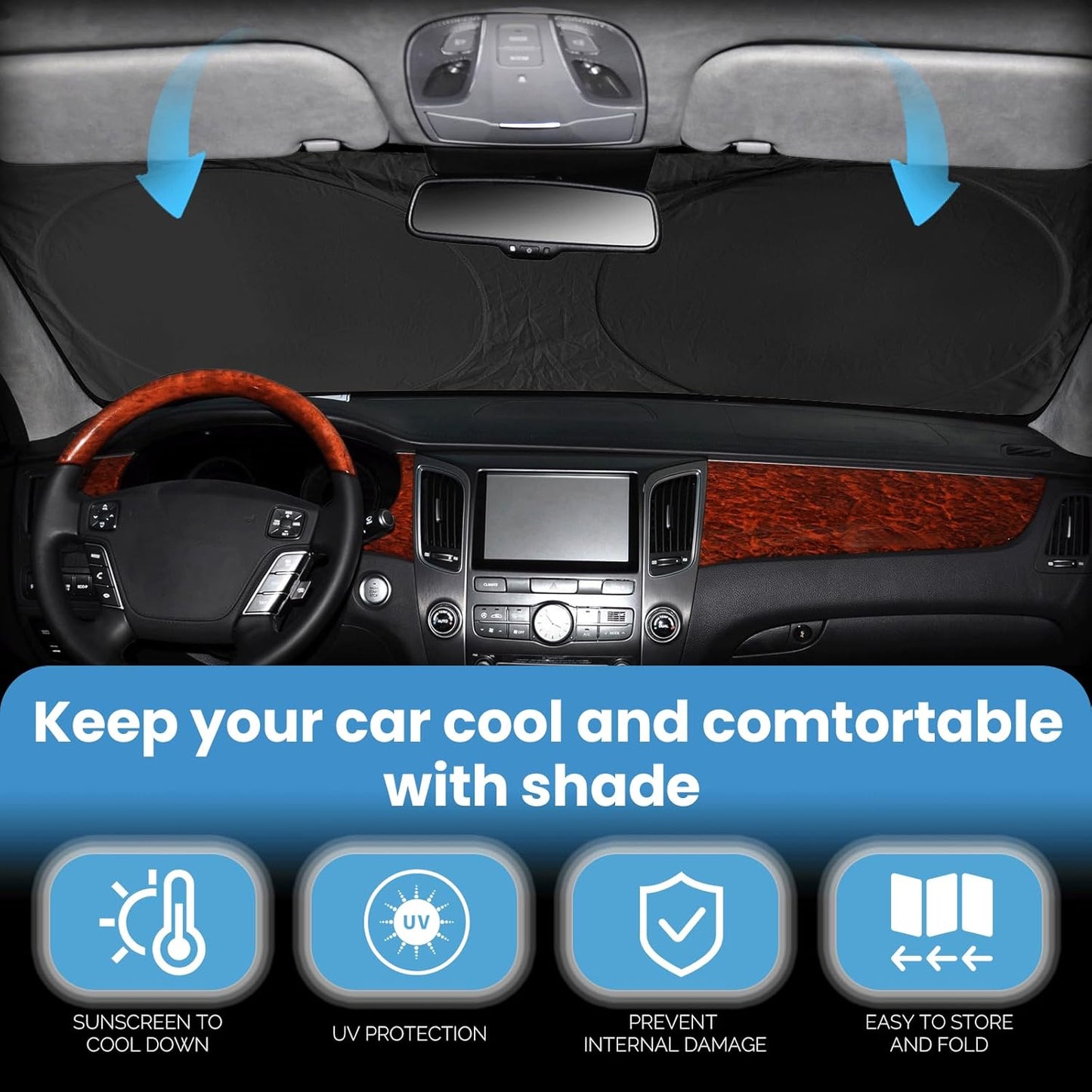 Custom Fit Toyota Corolla Cross Windshield Sunshade for 2022-2026 Toyota Corolla Cross (Not fit Corolla Sedan) Front Window Shield Cover for Windshield Sun Visor Protector Block UV Rays