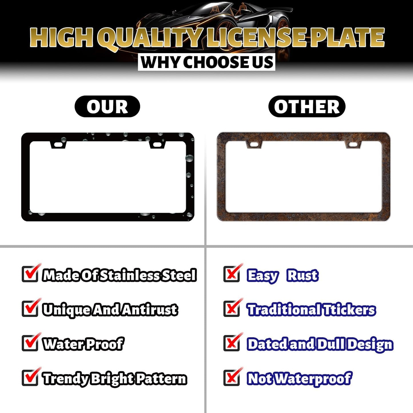 Arrow Print License Plate Frame Colorful Adventure Awaits License Plate Holder Funny License Plate for Car Decoration Stainless Steel Auto Parts with Screws 12.3" x 6.3"