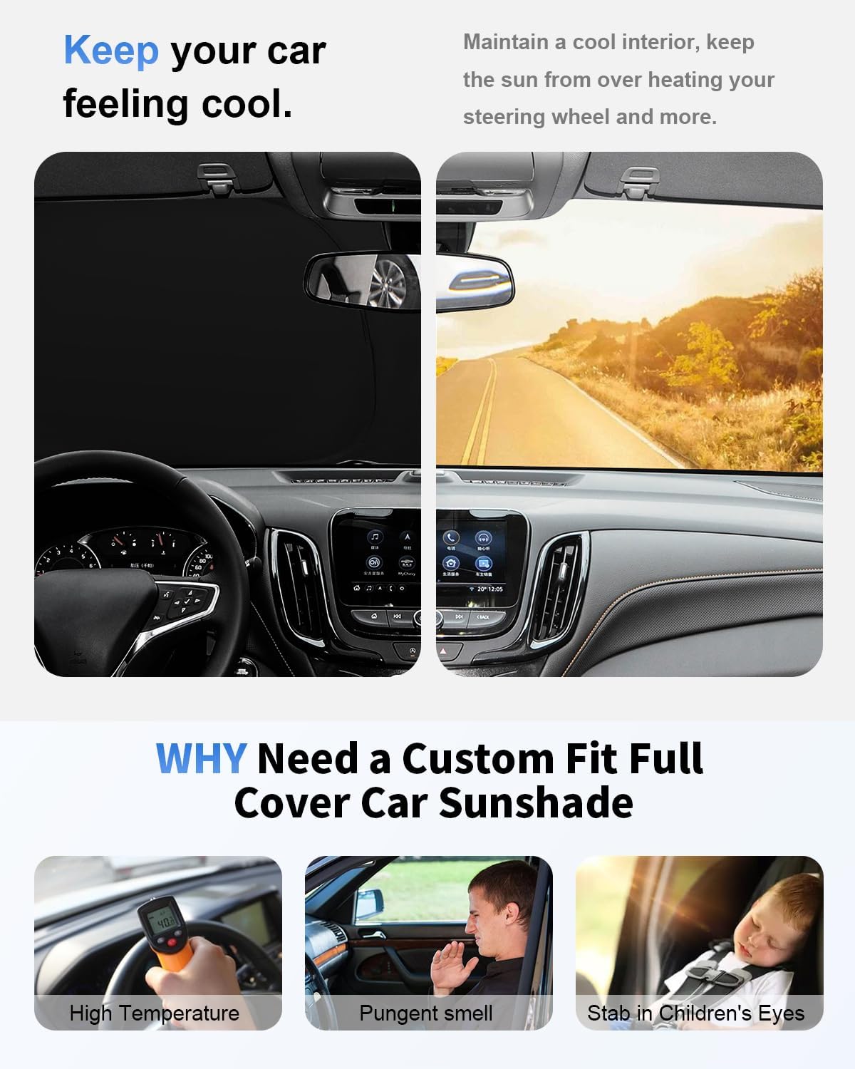 Sunshade for Transit Windshield Sun Shade Custom Sun Visor Fit 2015-2025 2026 Ford Transit Wagon XL Wagon XLT ＆ Van XL Accessories Foldable Double Layer Window Heat Shield Protector Block UV Ray