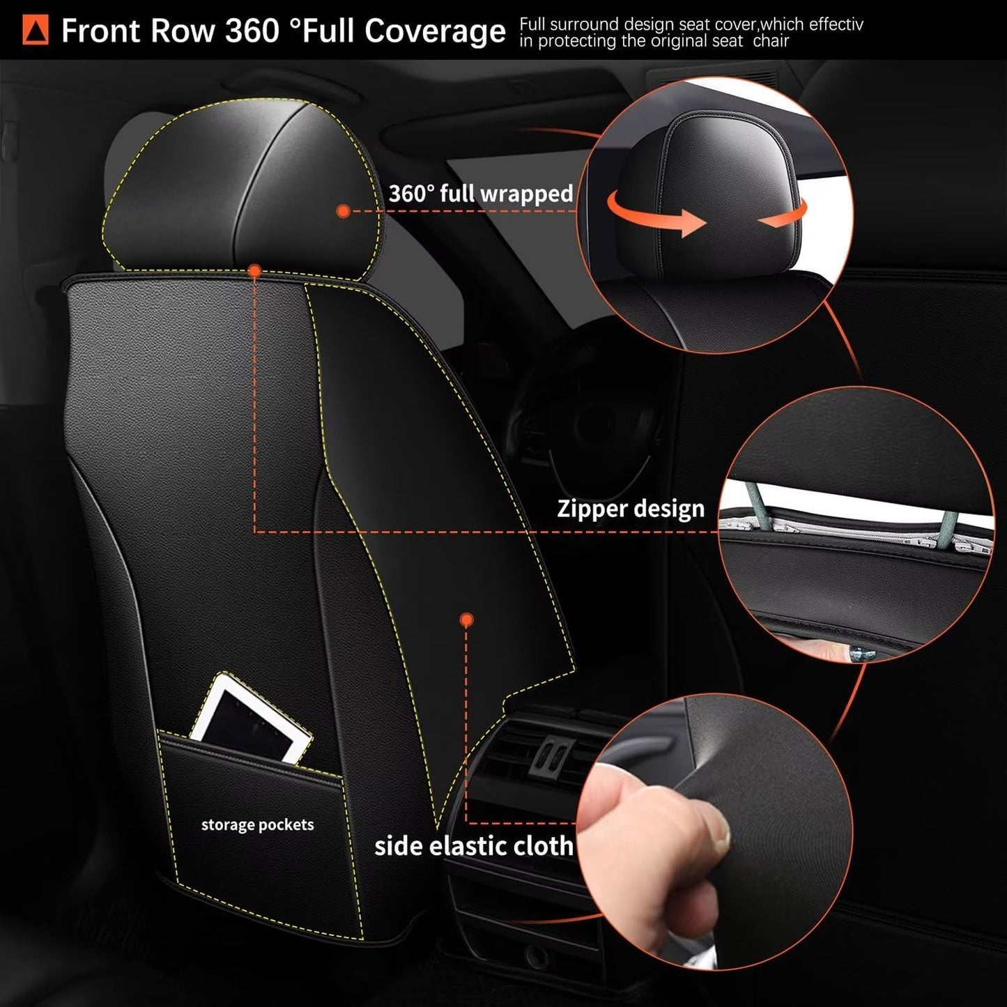 Front Seat Covers for Toyota Camry 2012-2023 2024 2025 Leather Ice Silk Breathable Car Seat Cover Protector (2 Seats & Black)