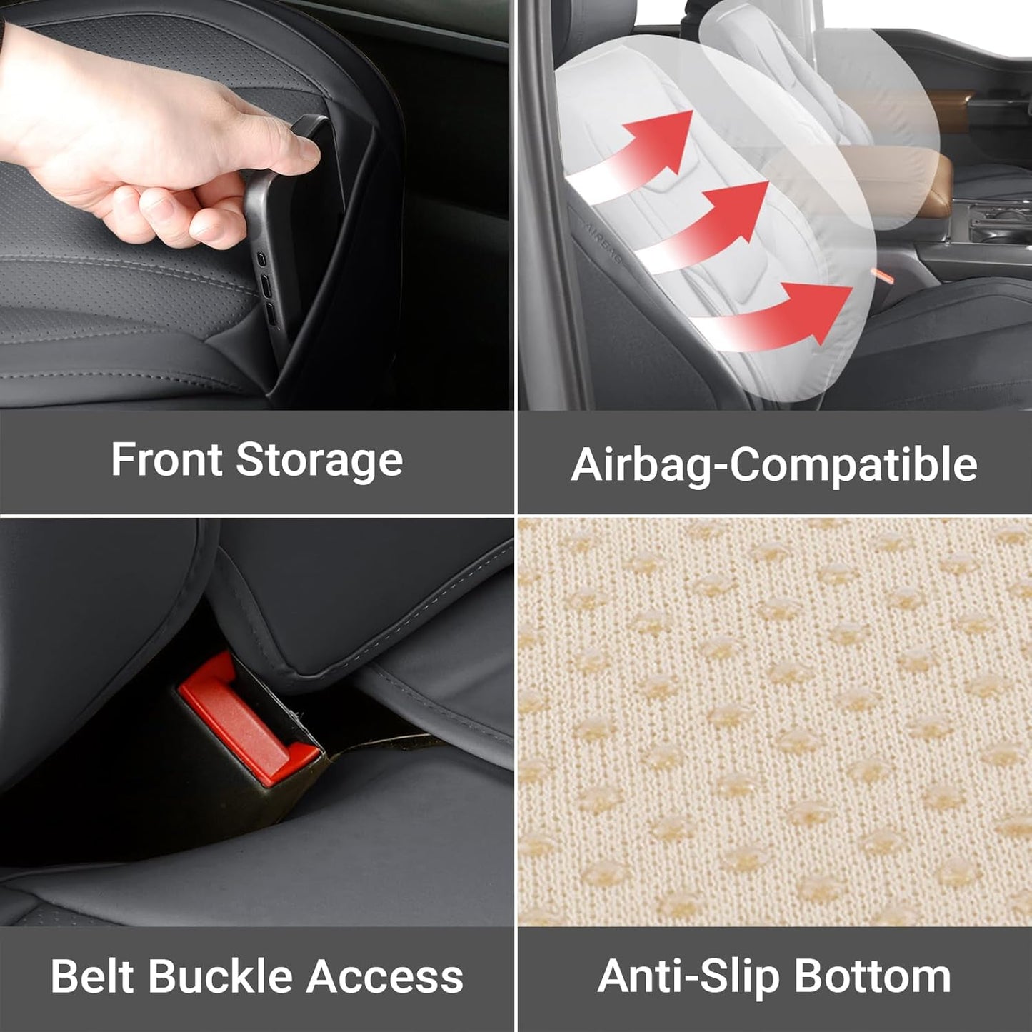 Coverland Custom Car Seat Covers Compatible with 2004-2015 Titan King Cab, Crew Cab - Premium Leather Non-Slip Memory Foam Waterproof Interior Protector Full Set-Dark Gray [See Size Chart-Size X146]