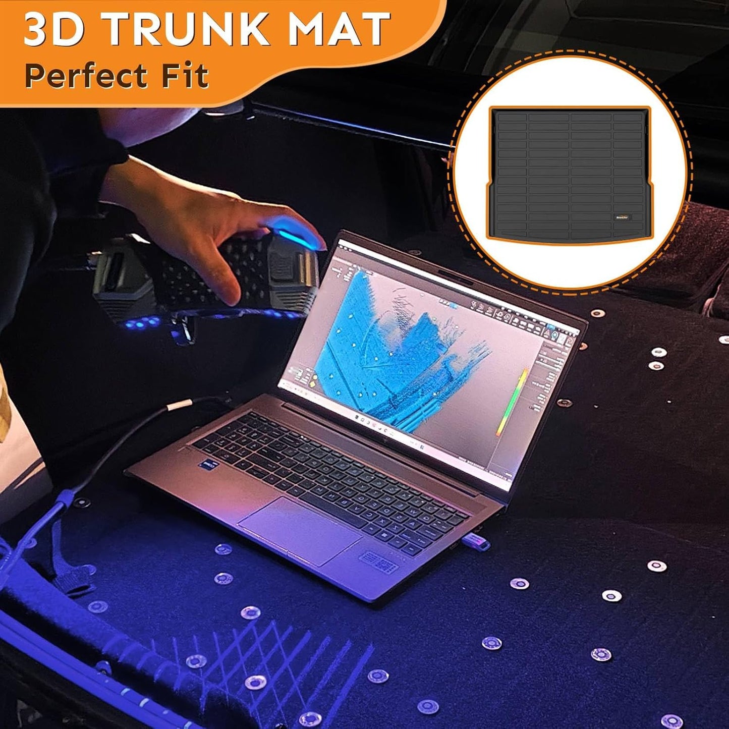 Binmotor-All Weather Floor Mats Cargo Liner Set for for Nissan Pathfinder 2022 2023 2024 2025, 8 Passenger, 3 Rows with Cargo Trunk Mat, Car Mats for Nissan Pathfinder Accessories