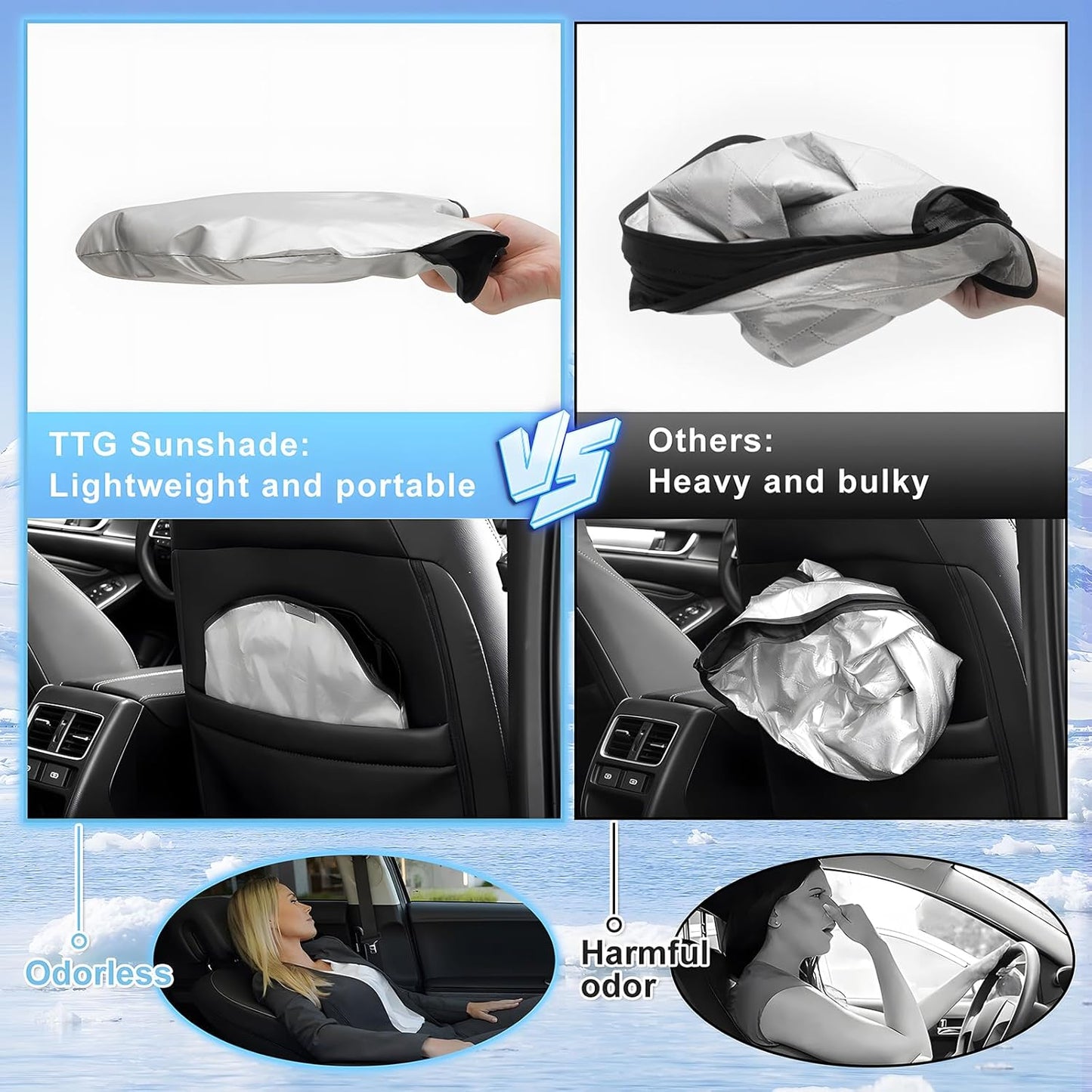 T TGBROS Windshield Sun Shade for Toyota Camry 2018-2024 Accessories Foldable Sun Shield Front Window Sunshade Cover Sun Visor Cover Block Heat and Sun Protection