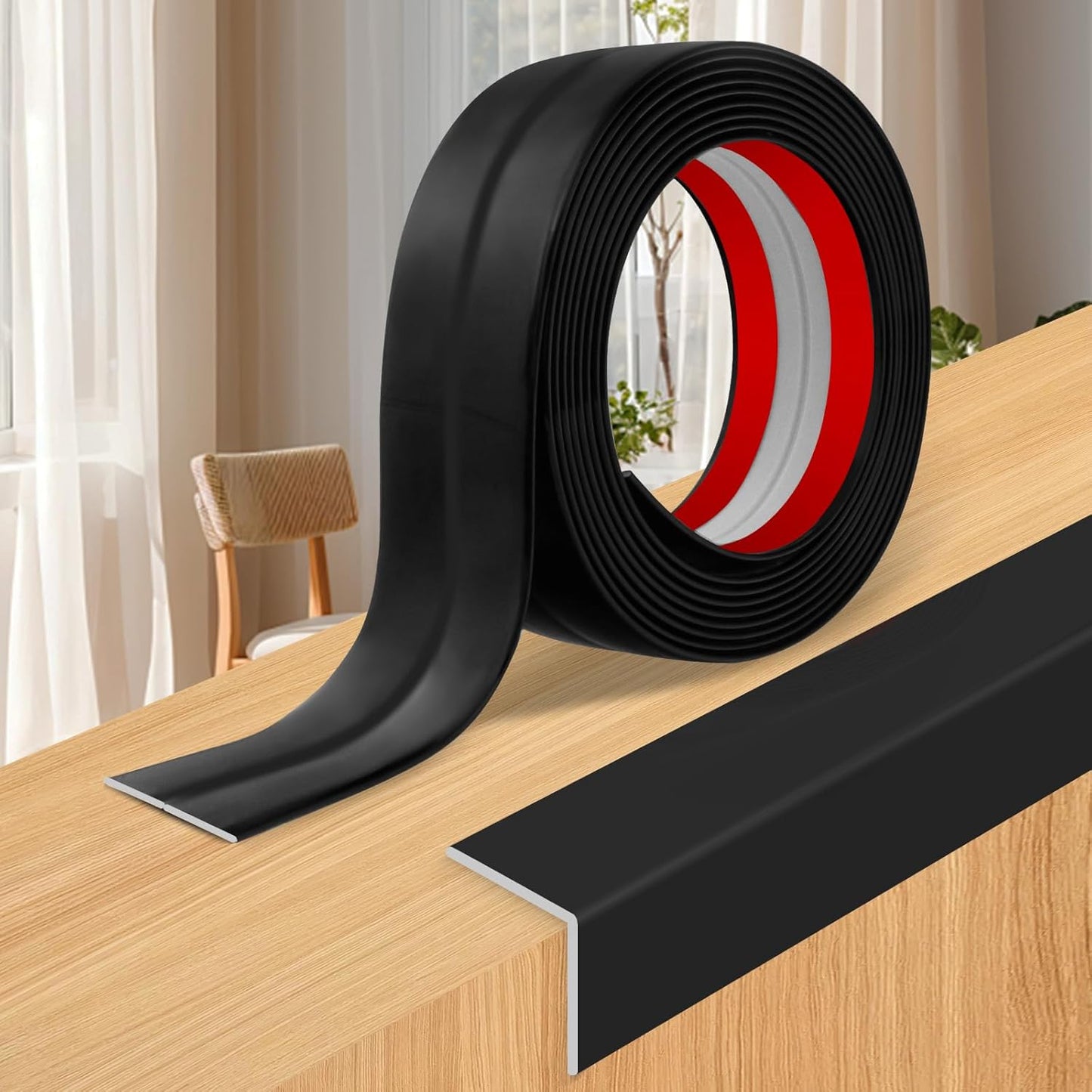 Wall Corner Protector Moulding Trim Peel and Stick Wall Corner Guards Trim Flexible Self Adhesive Edge Protector Moulding, 1.6 in x 40 Ft, Black