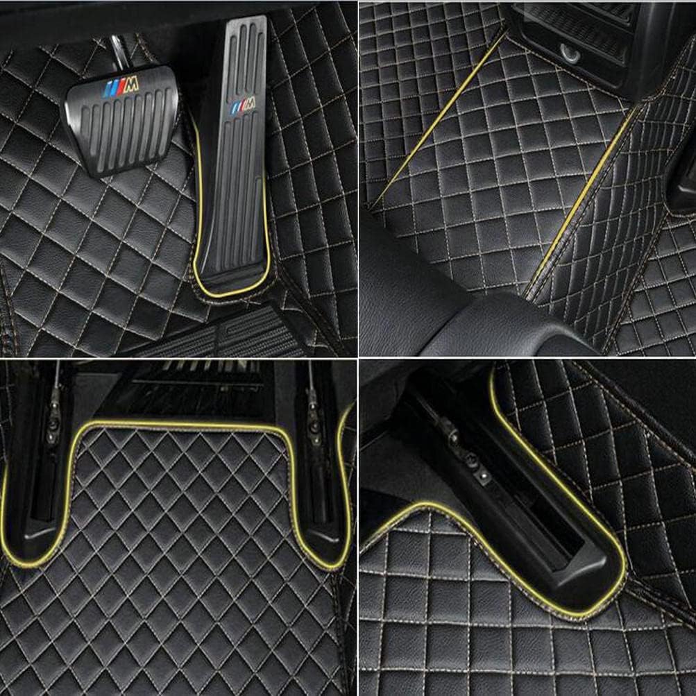 Custom Colors Car Floor Mats Black Pink for 99.9% Sedan SUV Sports， All-Weather Liners Car Floor mat，Luxury Leather Automotive Floor Mats (3D Black Red,3D Floor Mats)