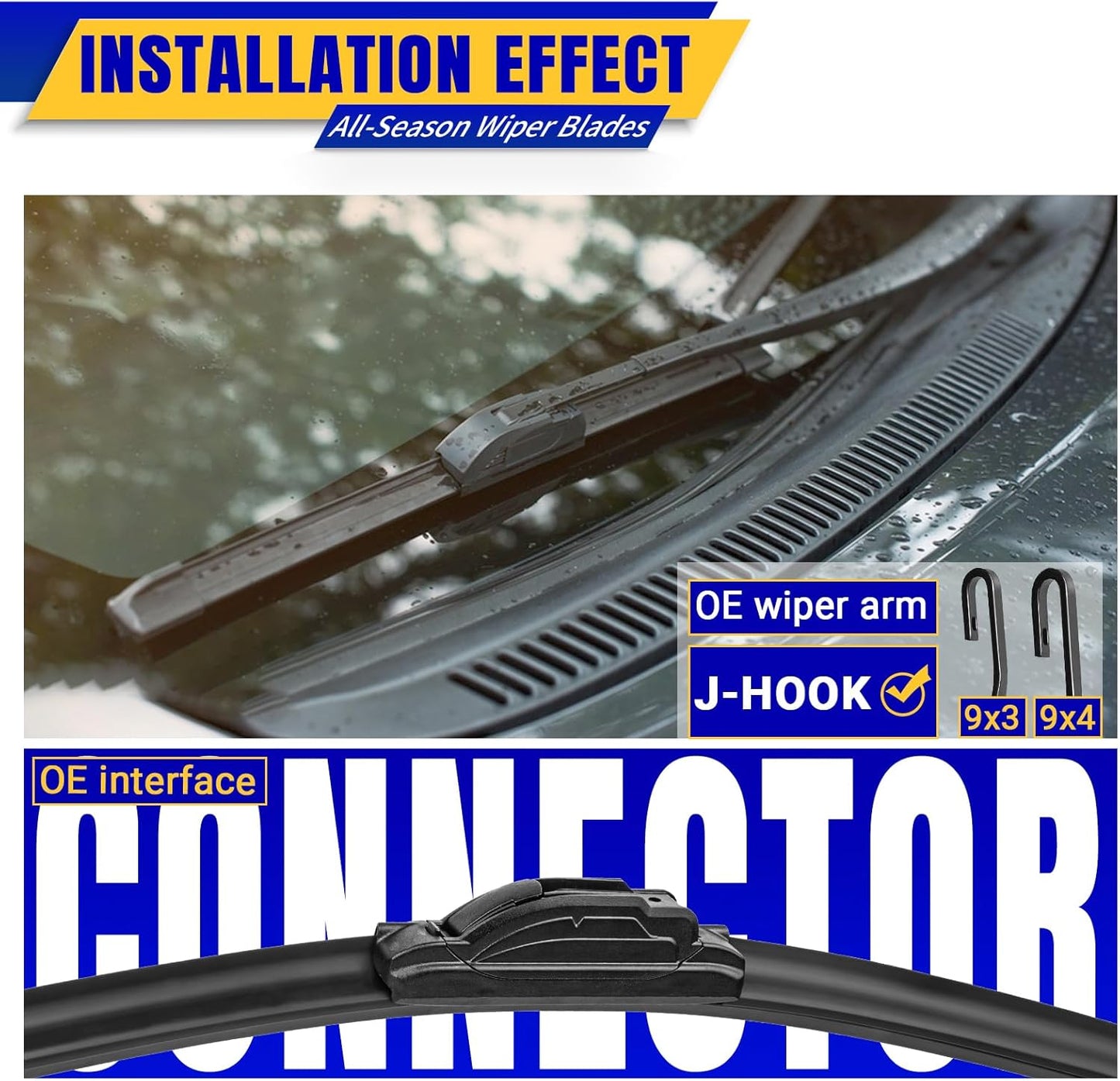 3 wipers Replacement for 2016-2020 2021 2022 Honda HRV HR-V, Windshield Wiper Blades Original Equipment Replacement - 26"/18"/10" (Set of 3) U/J HOOK