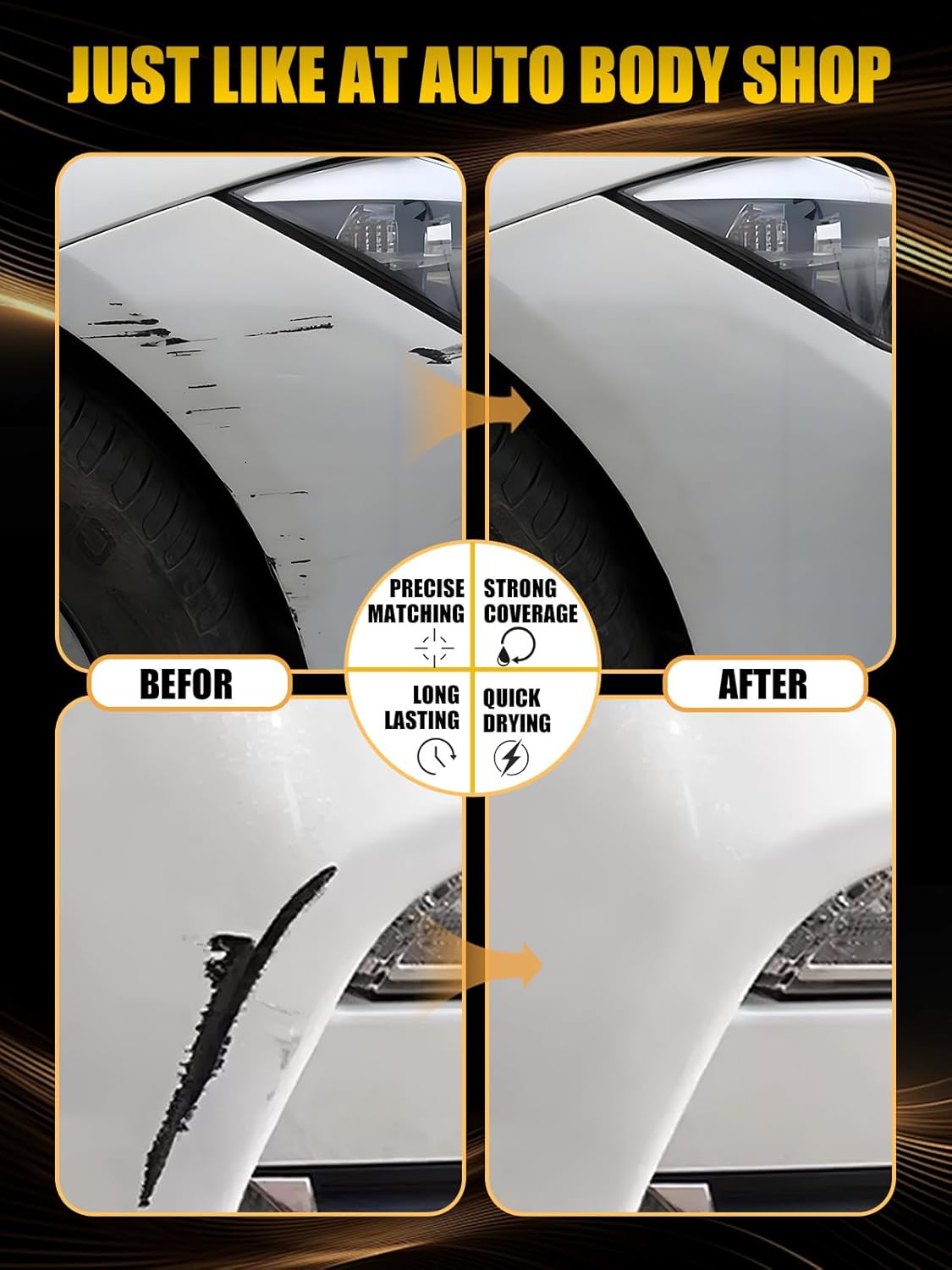 (LY9C) Ibis White Touch Up Paint Compatible with Audi, Exact Match Car Paint Pen Automotive Scratch Repair Remover Kit Quick & Easy Solution for Vehicle Chips and Nicks