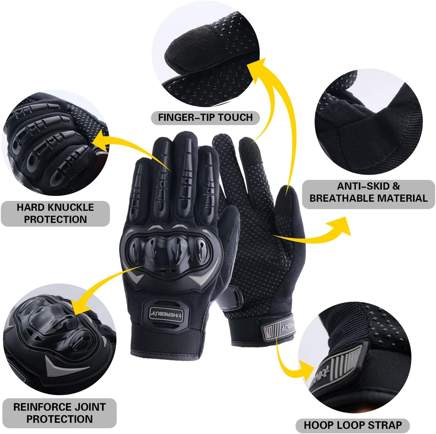 Motorcycle Gloves Touch Screen Full Finger Riding Gloves Knuckle Protection for Men and Women for Dirt Riding, Road Racing, Cycling, Climbing Work Outdoor Sports