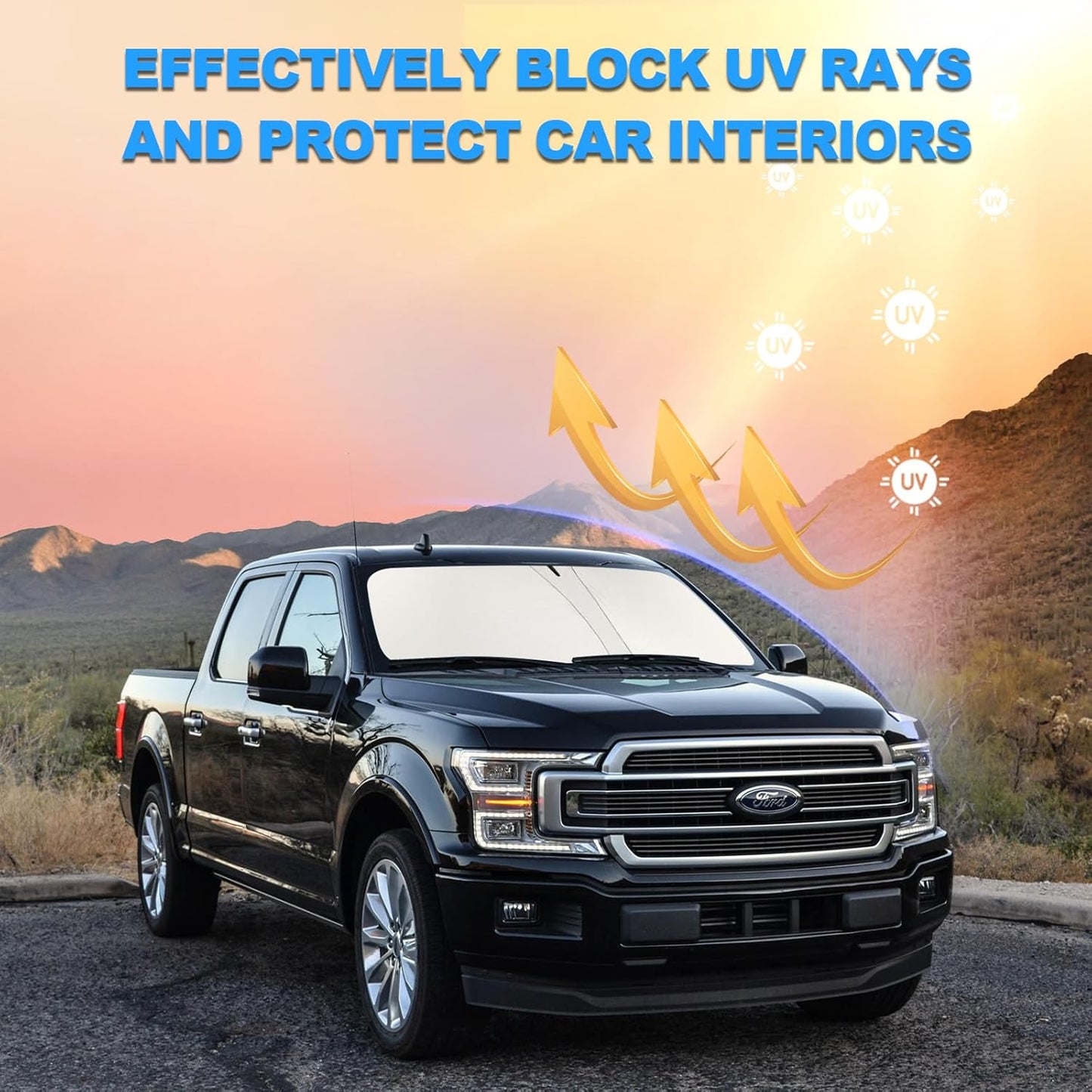 Front Windshield Sunshade fit for F150 2015-2020 UV Ray Reflector Foldable Car Shade Automotive Windshield Sunshades Ford F150 Accessories Windshield Sun Shade |Keeps Your Vehicle Cool|