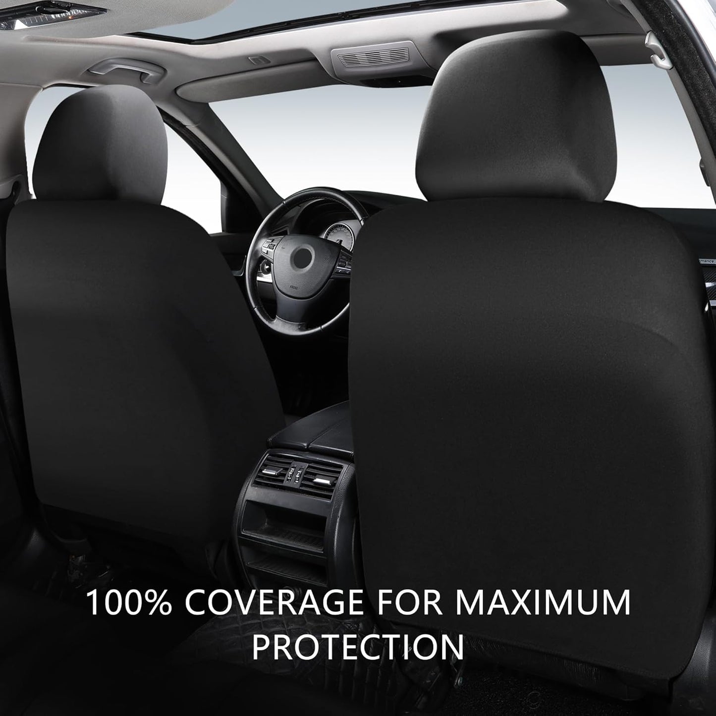 Car Seat Covers,Breathable and Waterproof Seat Covers,Luxury PU Universal Fit Automotive Airbag Compatible for Cars Sedans SUV and Truck(2 Pieces,Front Seat,Black+Blue,N1)