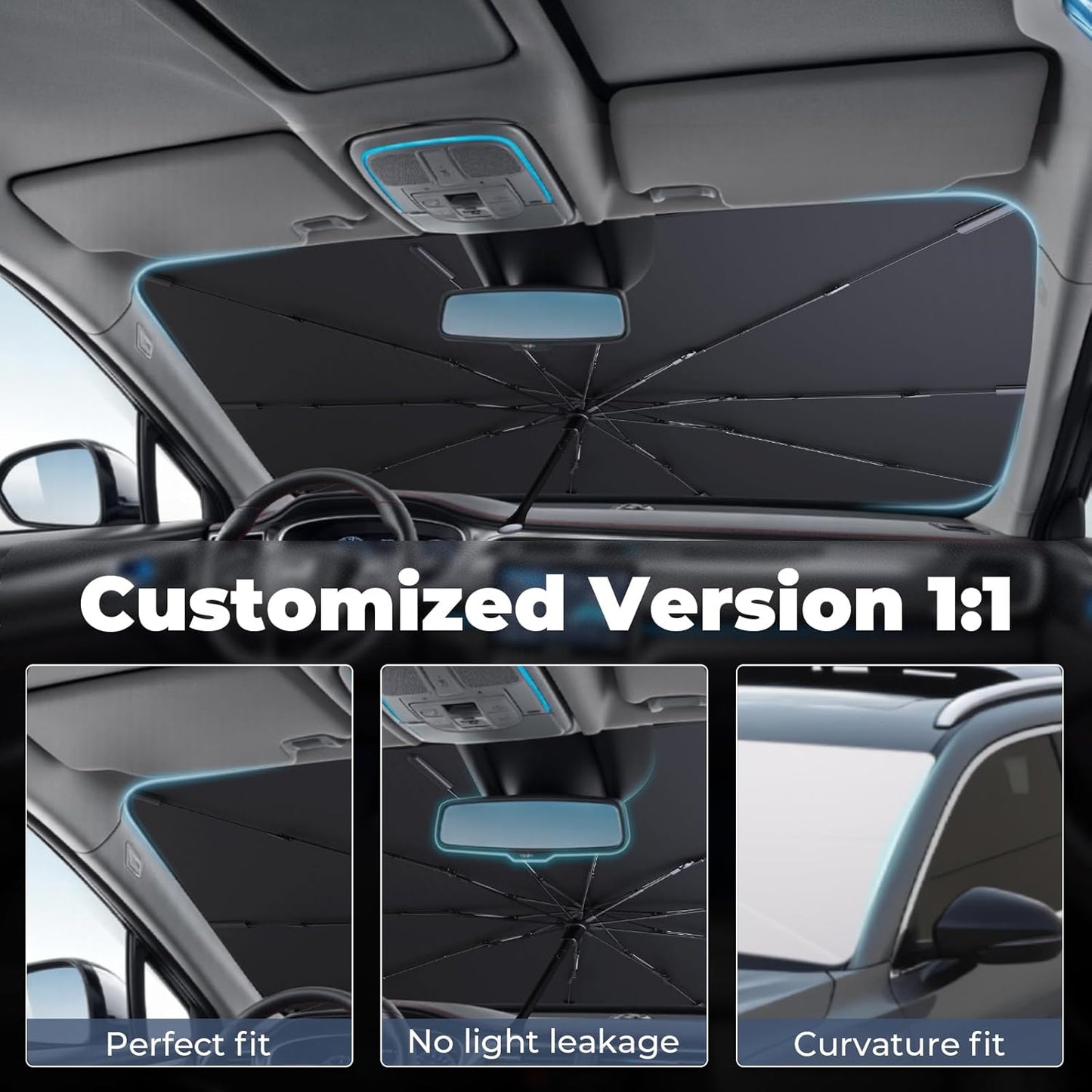 Windshield Sun Shade Umbrella: for Honda Civic 2022-2024 2025 - Front Car Window Shades - Foldable Civic-11th-Generation Sunshades Block UV Keep Cool