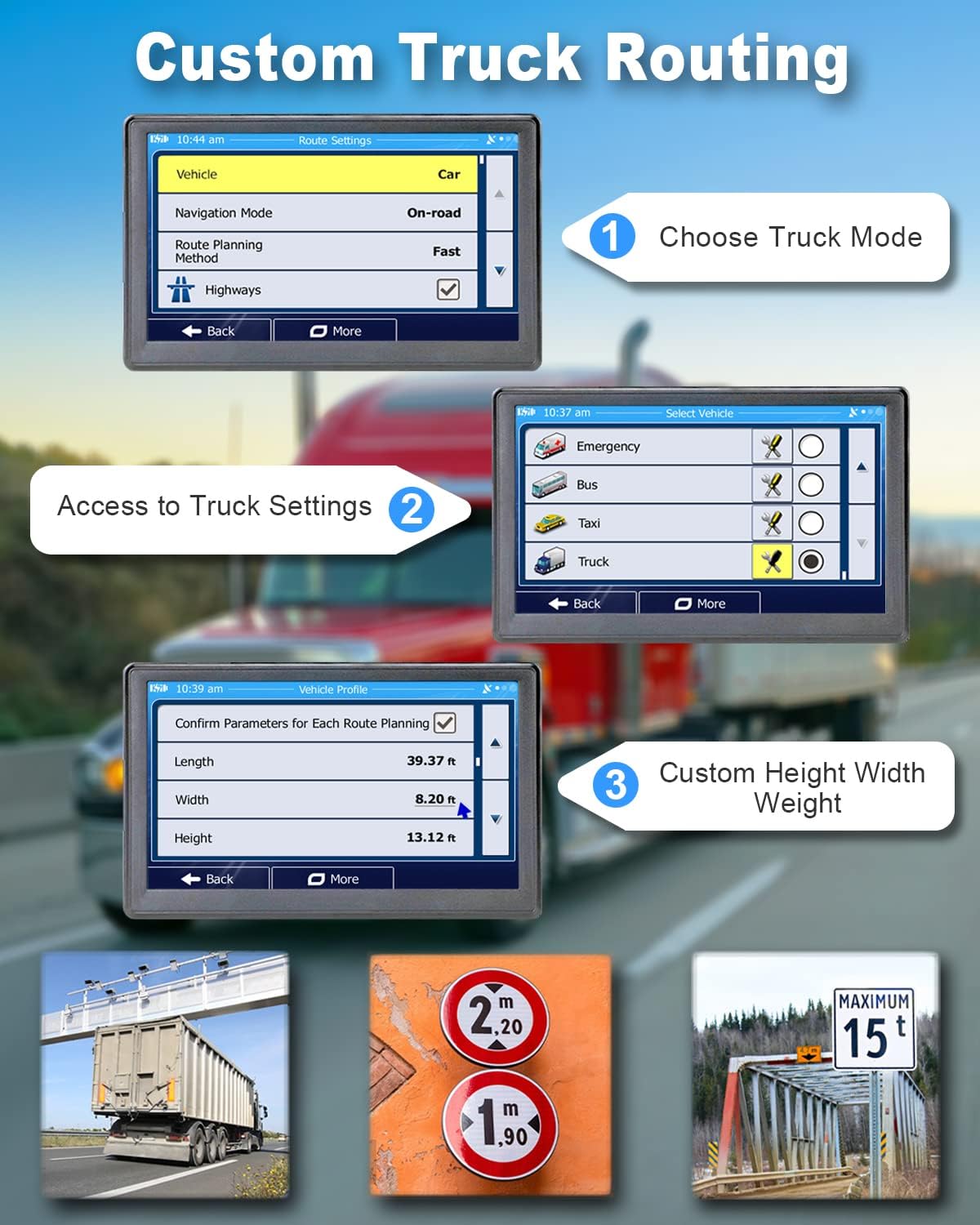 N800 GPS Navigator for Car with Bluetooth, 7” Truck GPS Commercial Drivers, 2025 Maps (Free Lifetime Updates), Semi Trucker GPS Navigation Systems, Custom Truck Routing
