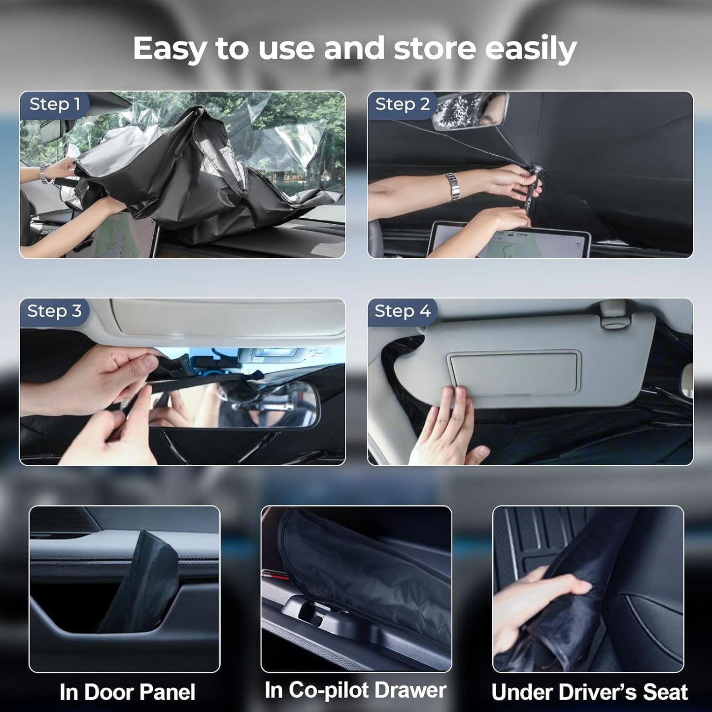 Windshield Sun Shade Umbrella: for Ford Bronco-Sport-2021-2024 - Front Custom Car Window Shades - Foldable Bronco Sport Sunshades Block UV Keep Cool