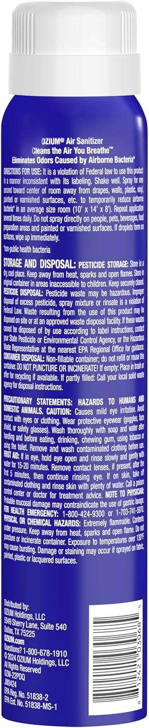 Ozium 3.5 Oz. Air Sanitizer & Odor Eliminator for Homes, Cars, Offices and More, New Car Scent, 4 Pack (OZM-22-4)