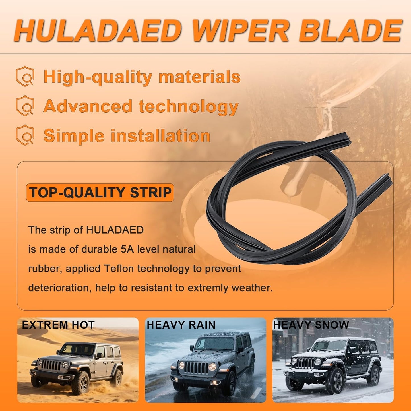 HULADAED® 26'' 20'' 14'' Windshield Wipers Replacement for Acura MDX 2023-2014,Silicone Front Rear Wiper blades for MY Car-All Weather & Quiet(3 PACK)