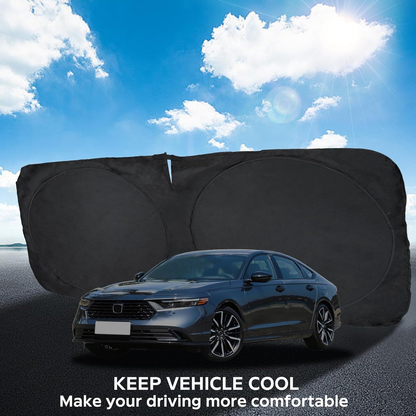 INSAUTO for Accord 2026 Windshield Sun Shade Sunshade Protector for Honda Accord 2021 2022 2023 2024 2025 Windshield Cover Sun Visor Foldable Window Heat Shield Reflector Blocks UV Ray Car Accessories
