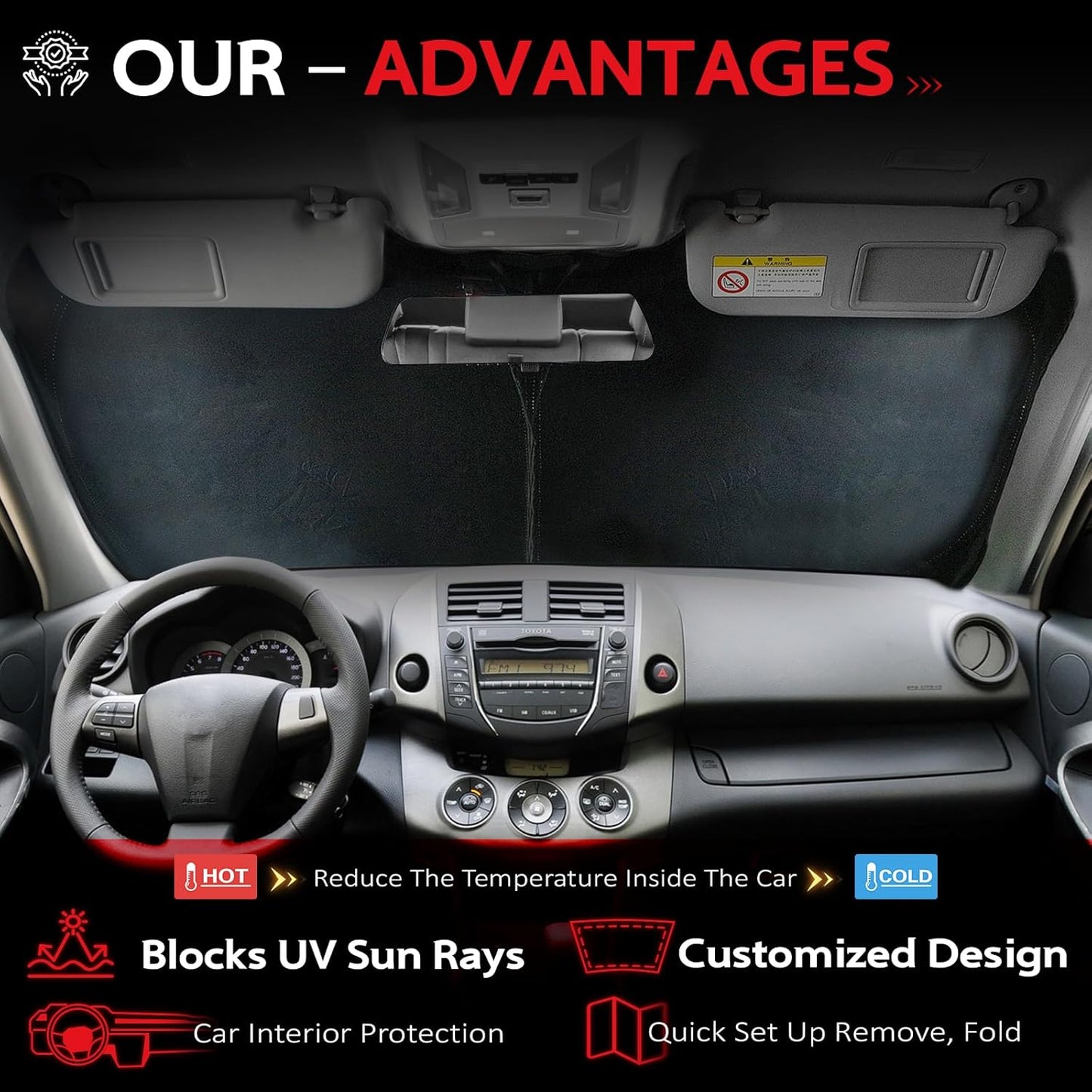 KAYZT Windshield Sun Shade for 2022-2025 2026 Kia EV6 Foldable Sunshade Front Window Custom Fit Car Accessories