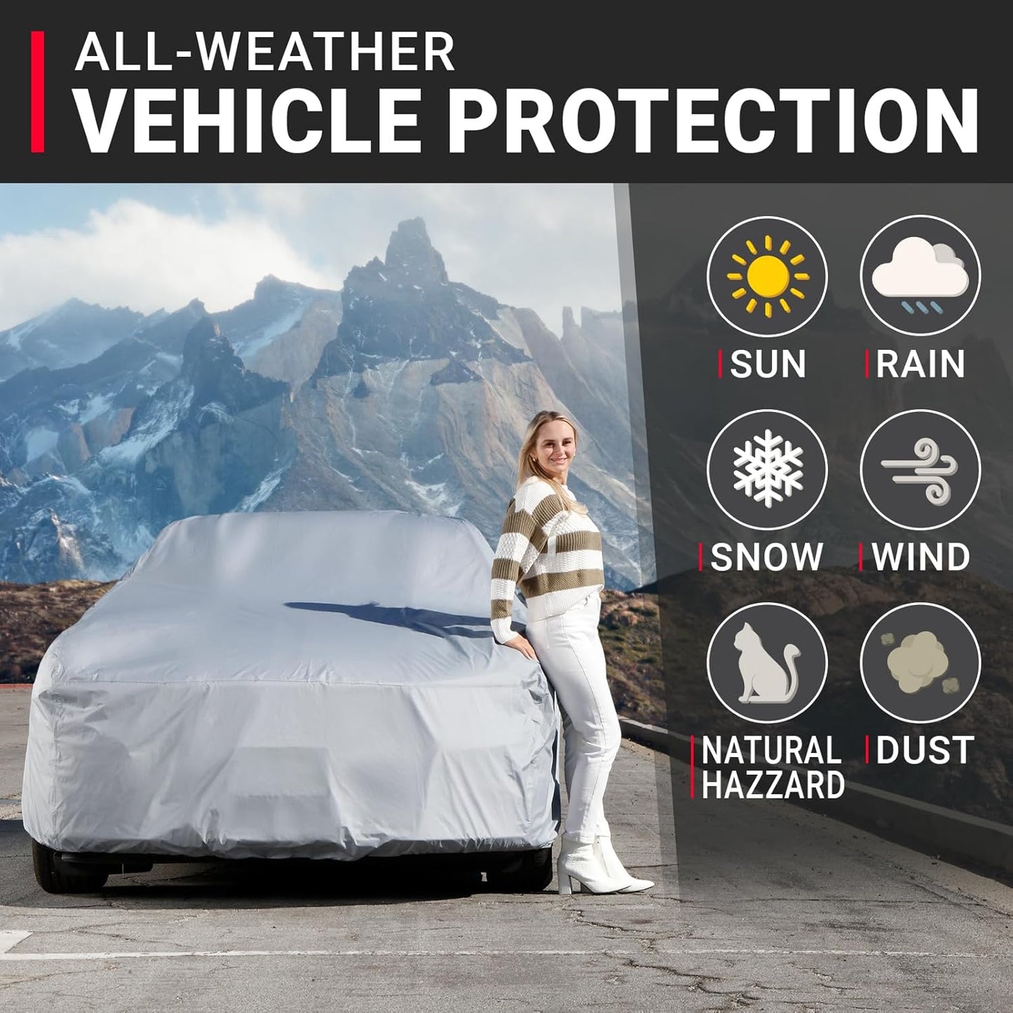 iCarCover Premium Car Cover for 1978-1981 Pontiac Lemans 2-Door, 4-Door Heavy Duty Waterproof All-Weather Automobiles Custom Fit Indoor Outdoor UV Snow Protection Covers with Straps and Bag