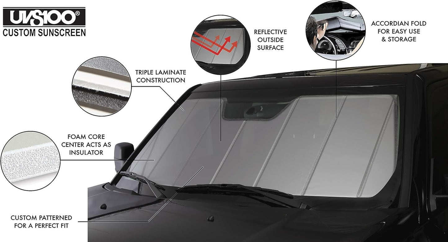 Covercraft UVS100 Custom Sunscreen | Fits 2016-2022 Lexus RX350/RX350L/RX450h/RX450hL | Silver