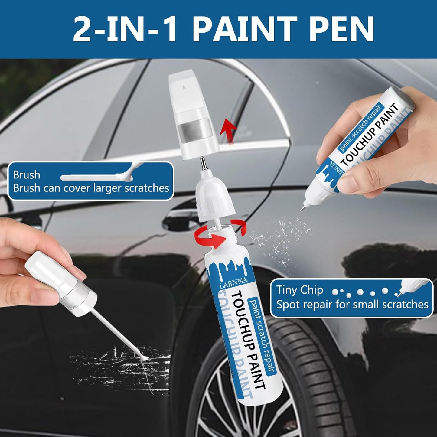 Slate Gray Metallic(GNO/WA633D) Touch Up Paint for Chevrolet-Exact Match 2 in 1 touchup Paint Pen for Chips and Nicks Repair Car Paint Scratch Repair Kit