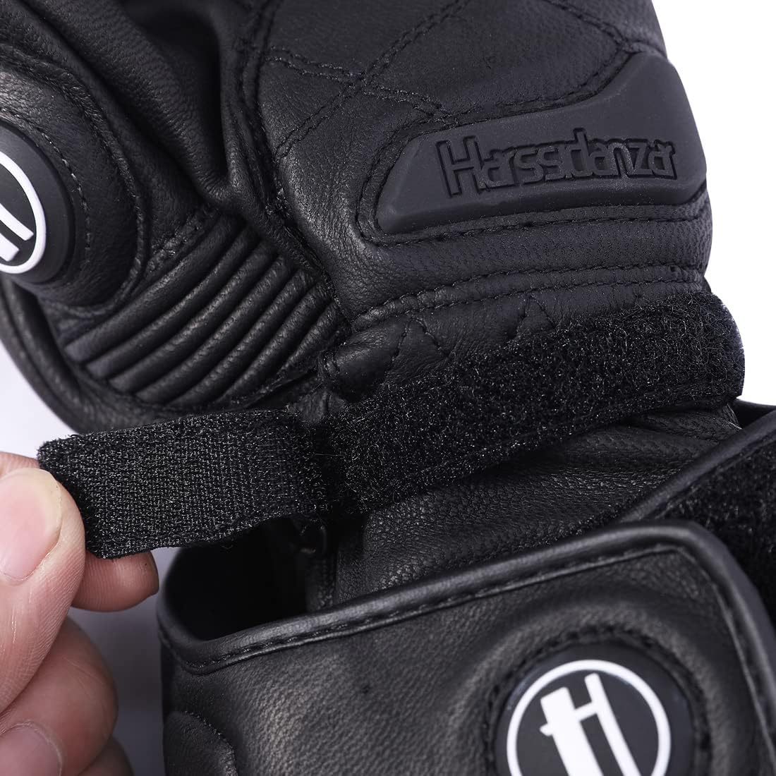 Harssidanzar Leather Motorcycle Gloves for Men and Women,Powersports Carbon Fiber Knuckle Protection Motorbike Gloves KM045