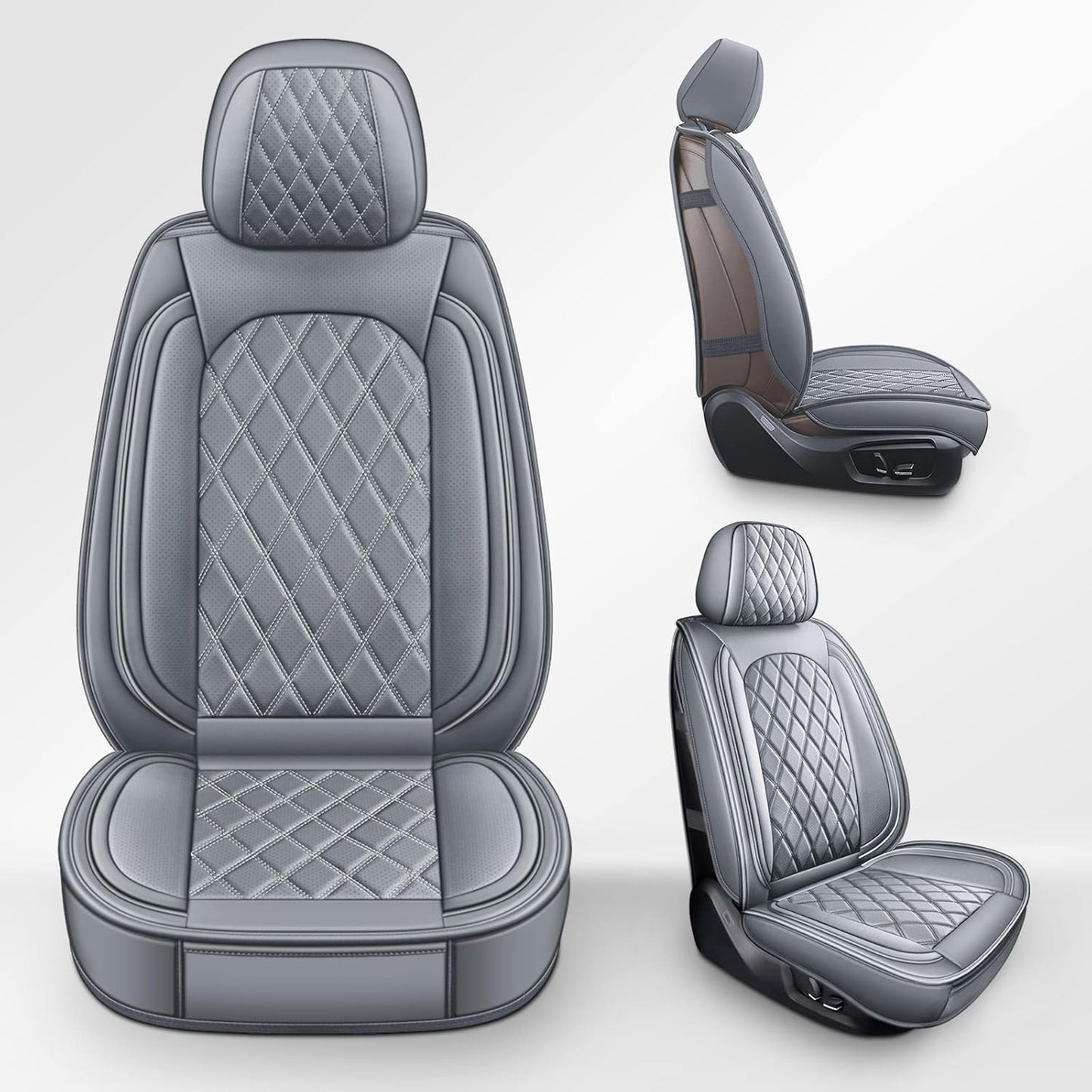MIROZO 2PCS Ram Seat Cover,Front Seat Covers for Dodge Ram Truck Accessories Compatible with 2009-2025 RAM 1500 2500 3500 Pickup Crew Quad Cab (2PCS Front,Gray)