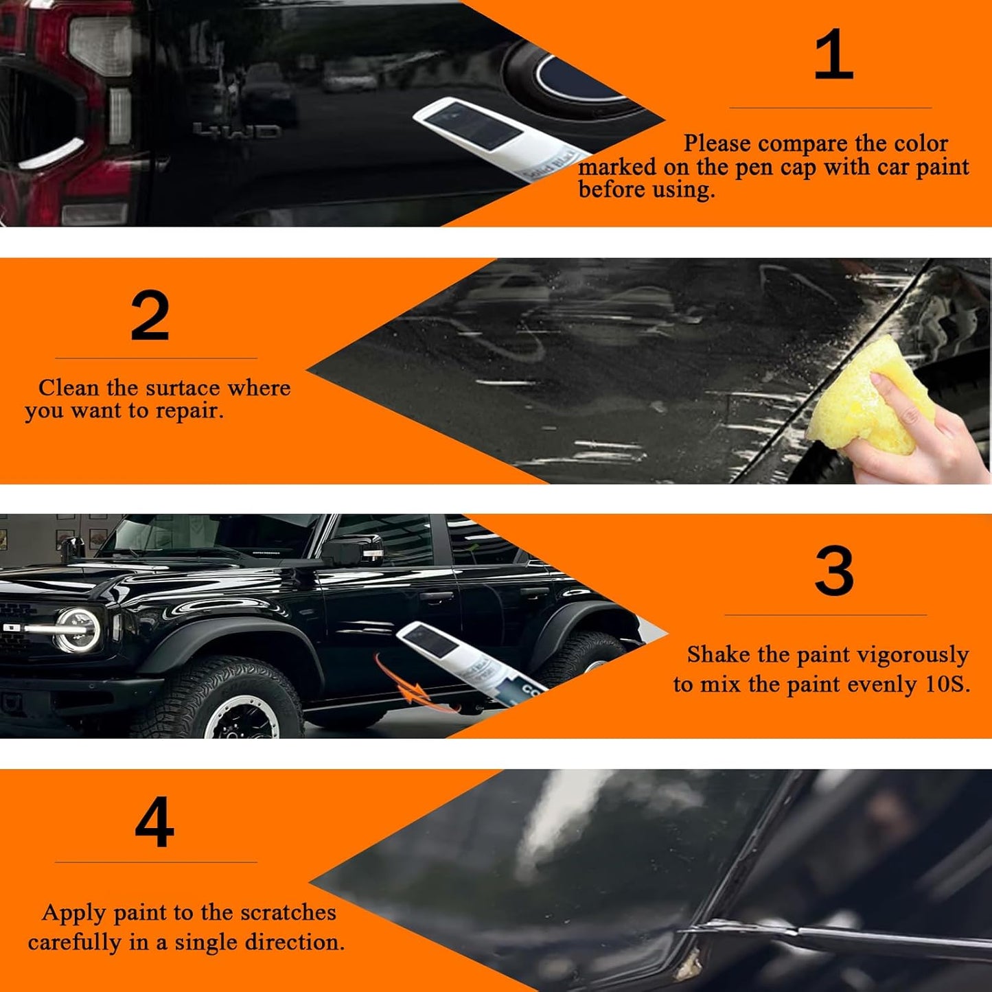 UH Tuxedo Black Touch Up Paint for Ford, Car Paint Pen Scratch Repair Two-In-One Touch Up Paint, Premium Car Scratch Remover for Deep Scratches