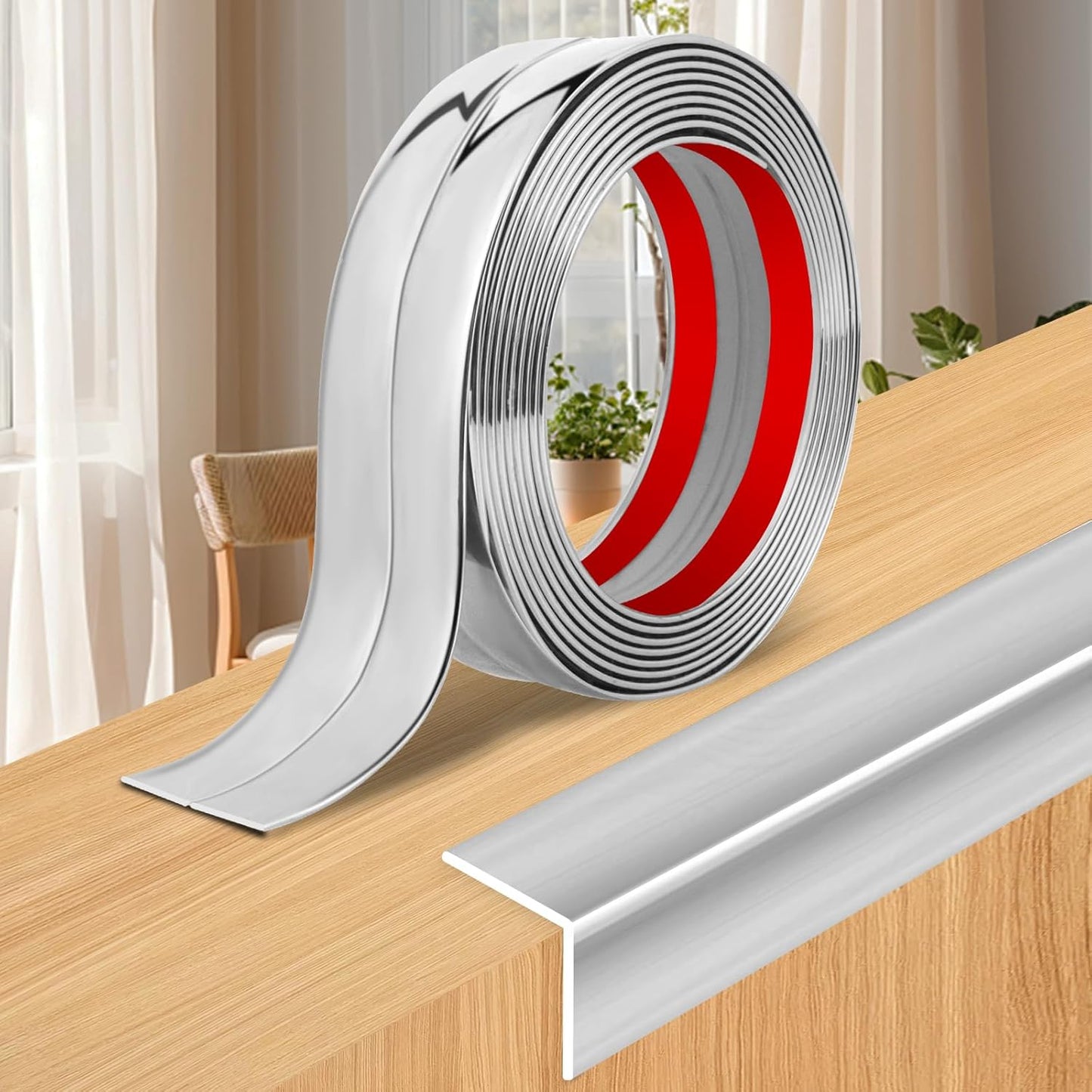 Wall Corner Protector Moulding Trim Peel and Stick Wall Corner Guards Trim Flexible Self Adhesive Edge Protector Moulding, 2.4 in x 20 Ft, Silver