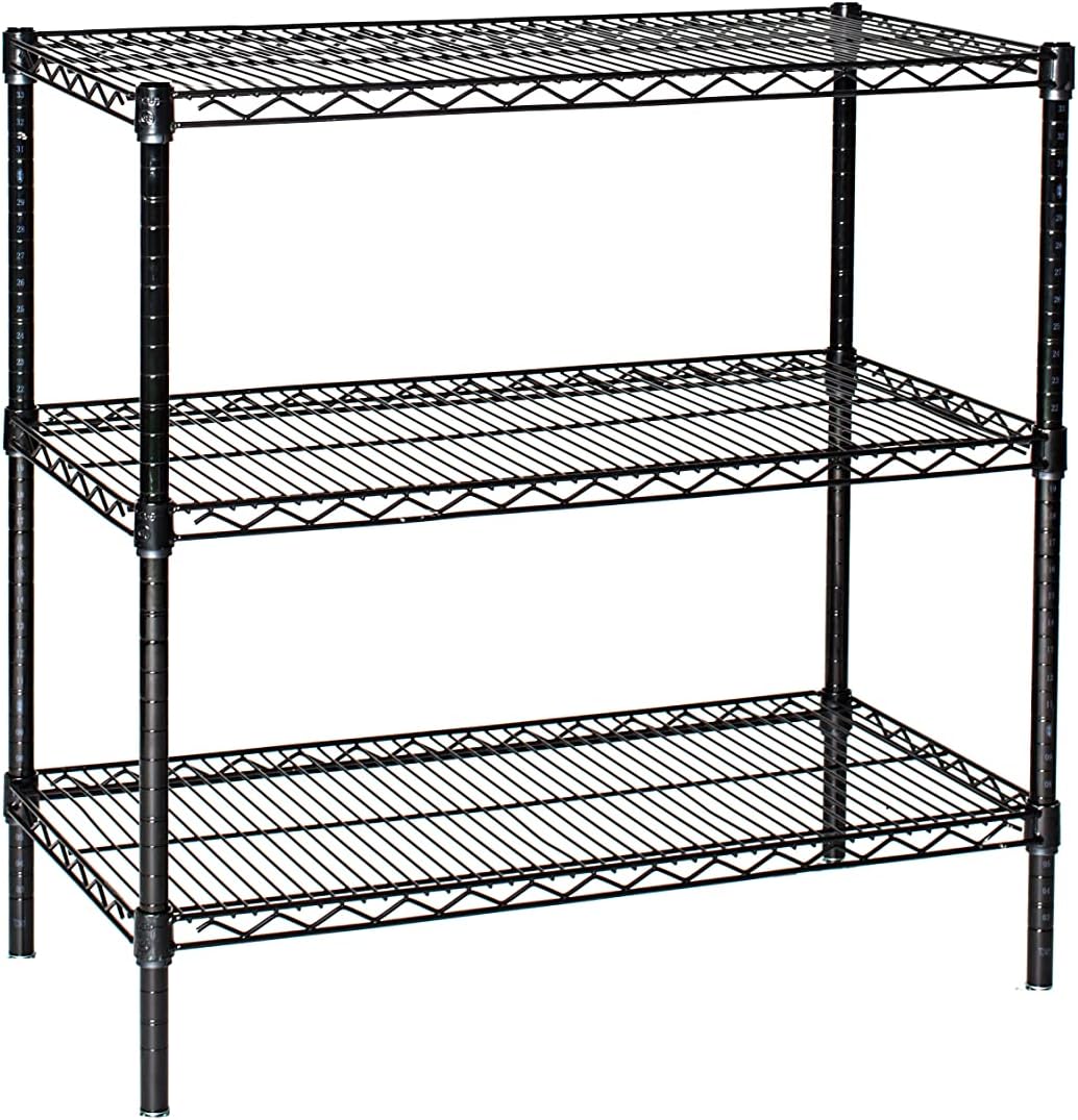 Omega 30" Deep x 60" Wide x 96" High 3 Tier Black Starter Shelving Unit