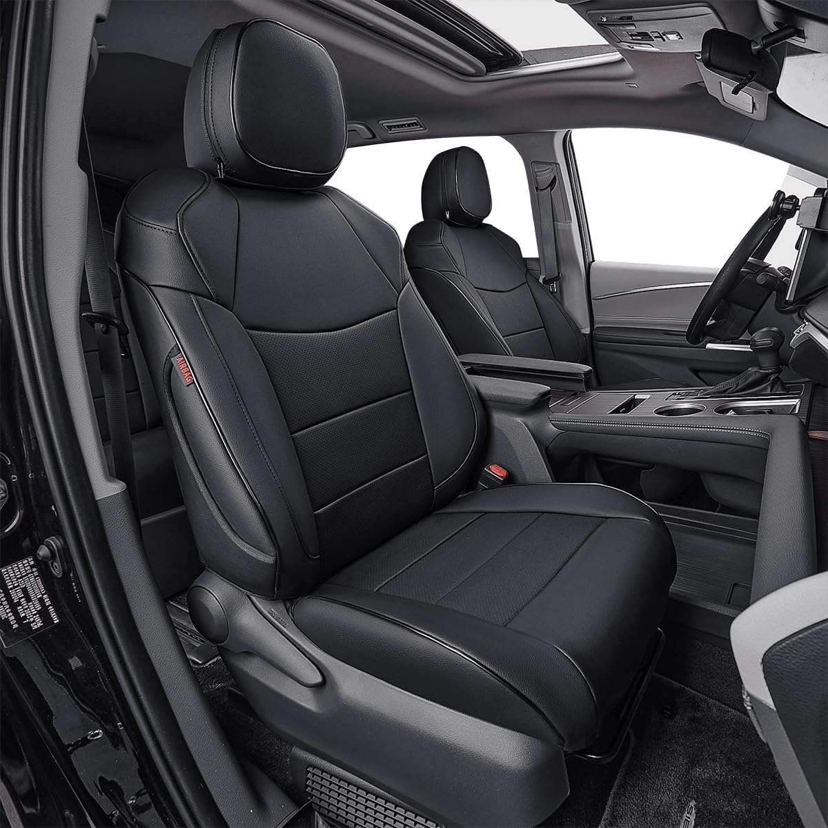 EKR Sienna Seat Covers for 2021-2025 Toyota Sienna Limited,Platinum,2nd Row Captain Chairs with Legrest 7 Seats,Automotive Seat Covers,Car Seat Cover Full Set,Leather(Black)