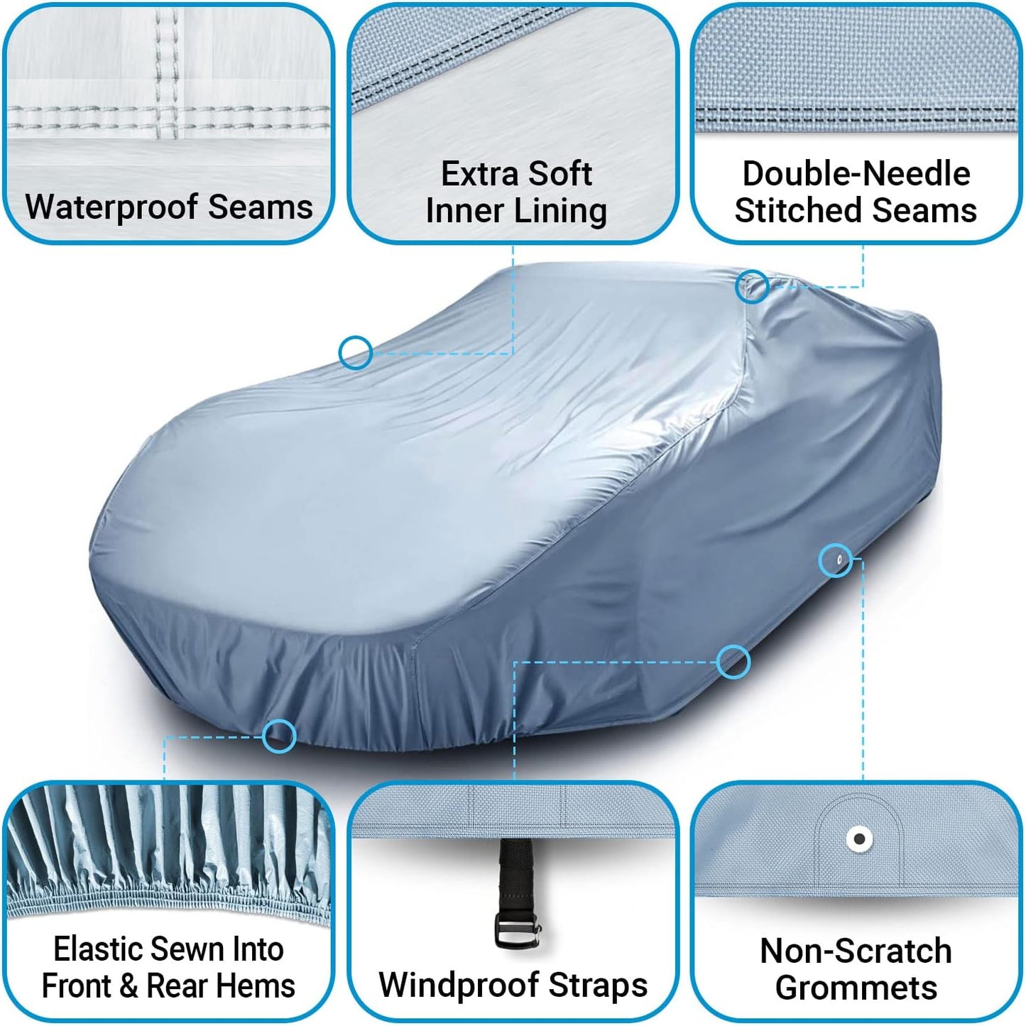 iCarCover Premium Car Cover for 1950-1953 Buick Super 4-Door Heavy Duty Waterproof All-Weather Automobiles Custom Fit Indoor Outdoor UV Snow Protection Covers with Straps and Bag