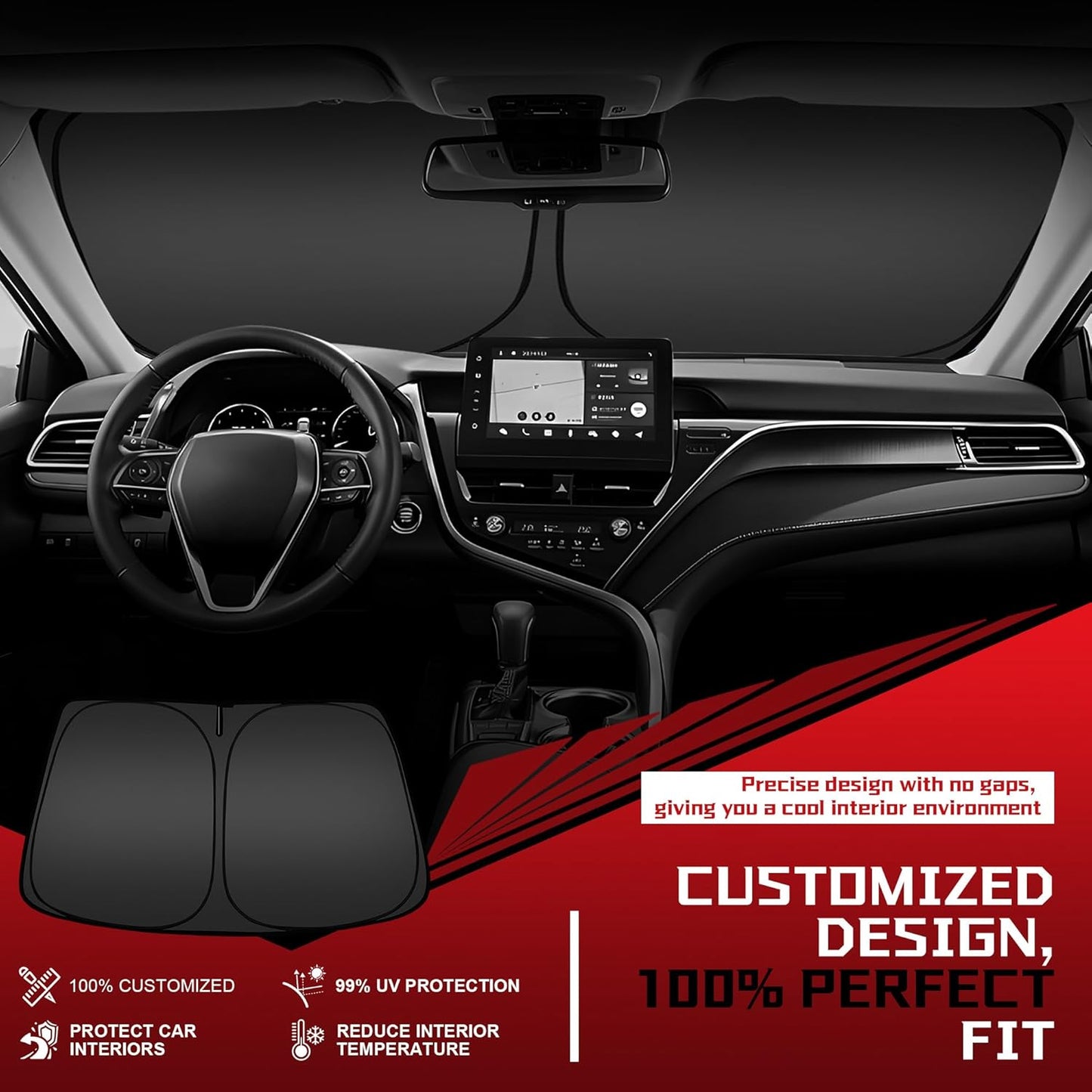 Windshield Sun Shade for 2011-2018 Dodge Ram 1500 Foldable Sun Sunshade for Car Front Window Blocks UV Rays and Heat Automotive Interior Protector Custom Fit Accessories