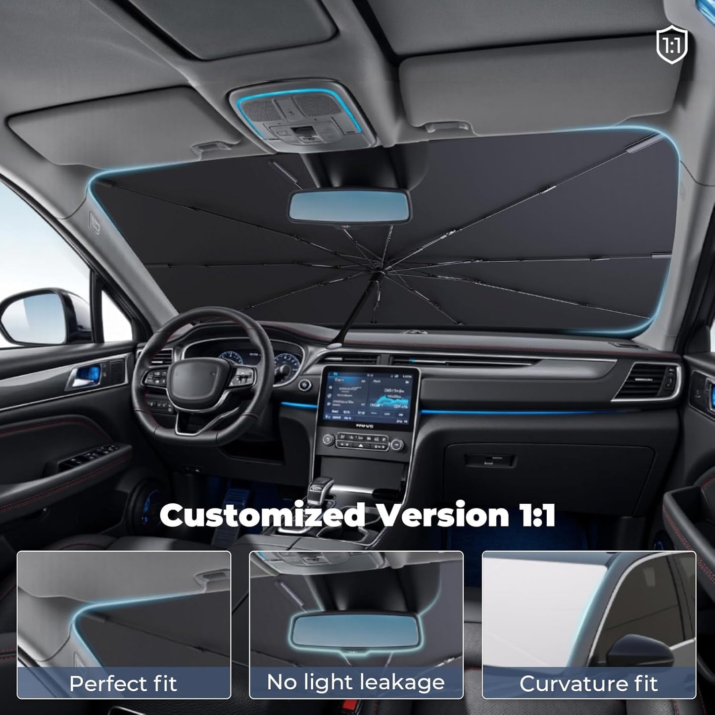 Windshield Sun Shade Umbrella for 2020-2025 Ford Escape Accessories: Custom Fit 210T Silver, Foldable Sunshade Front Window Sun Visor, Blocks UV Rays, Keeps Car Cool for S, SE, SEL, Titanium