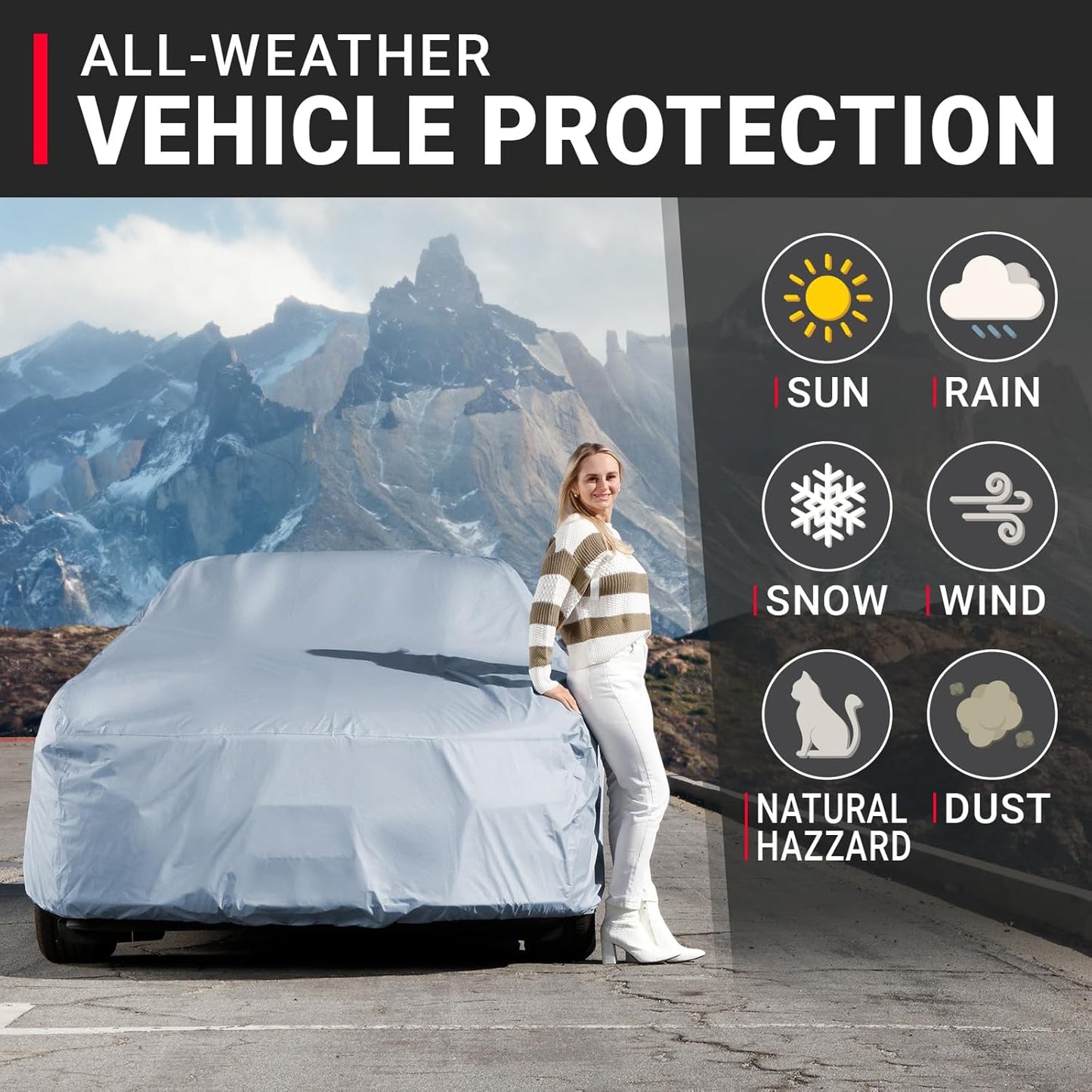 iCarCover Premium Car Cover for 1964-1967 Chevy Chevelle Wagon Heavy Duty Waterproof All Weather Automobiles Custom Fit Indoor Outdoor UV Snow Protection Covers with Straps and Bag