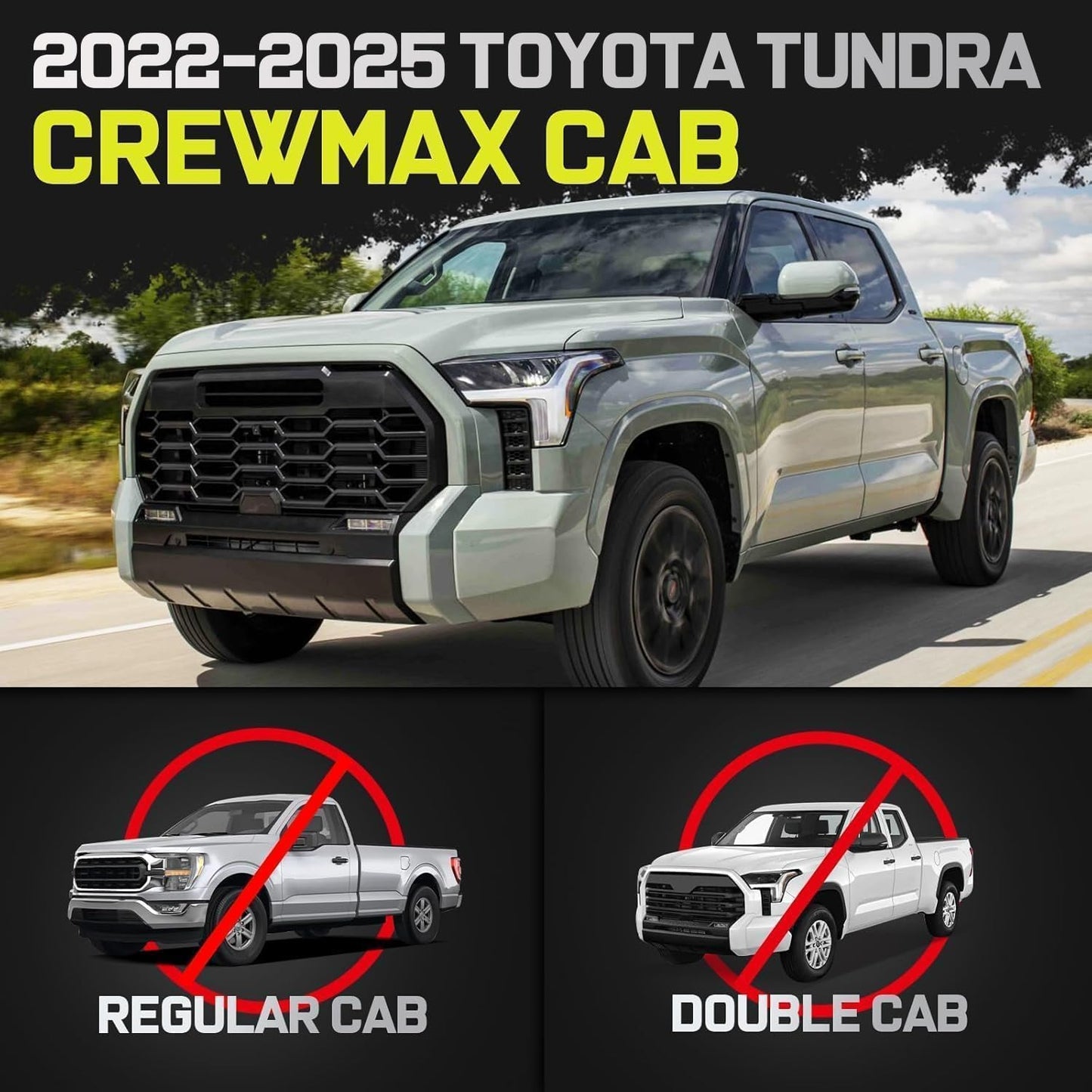 BINARY STAR Running Boarads Compatible with Vehicle 2022-2025 Toyota Tundra CrewMax Cab, 5.5 Inch Drop Down Tundra Side Steps, One-Piece Design Step Bars Made with Carbon Steel.