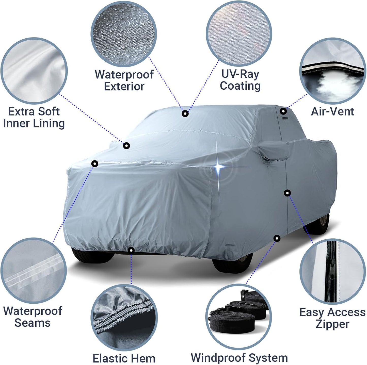 iCarCover Fits 2015-2024 Colorado Crew Cab, 5.1 ft Short Bed Chevy Truck Cover Automobiles Form-Fit Padded Full Exterior Waterproof Automobiles Protection Covers