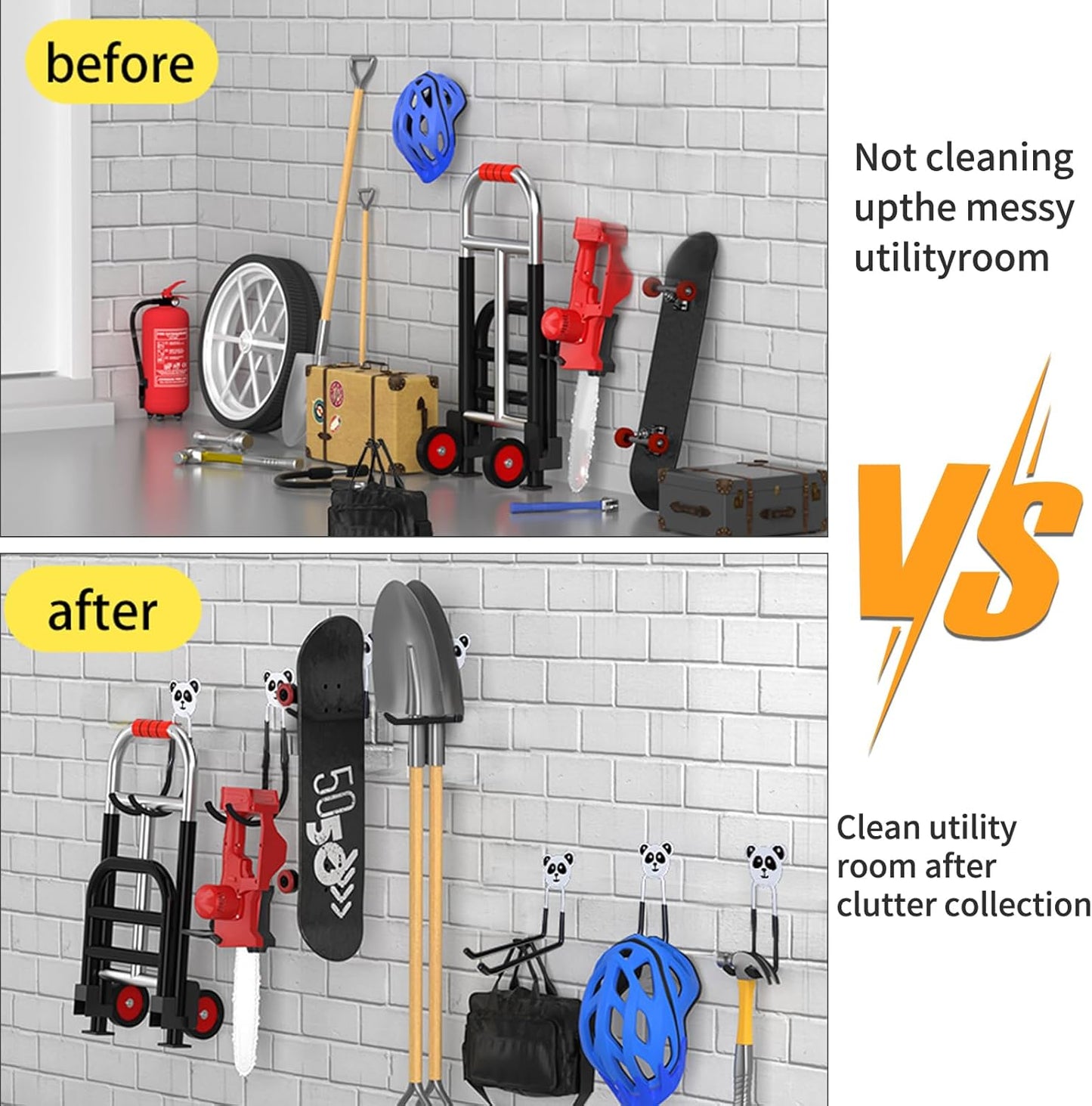 GPANDAG 8-Pack Heavy Duty Garage Hooks, Anti-Slip Coating Utility Hooks for Hanging Ladder, Yard Tools, Bicycle, Hose