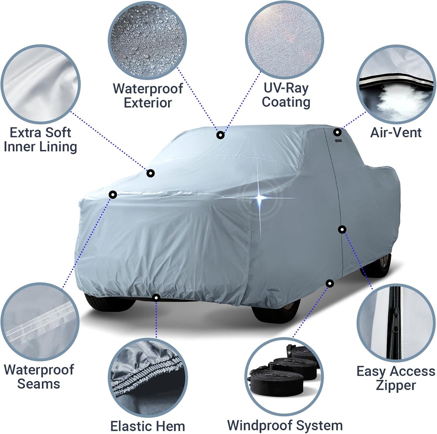 iCarCover Fits 1992-1996 F-150 Extended Cab, 8.0 ft Long Bed Ford Truck Cover Automobiles Form-Fit Padded Full Exterior Waterproof Automobiles Protection Covers