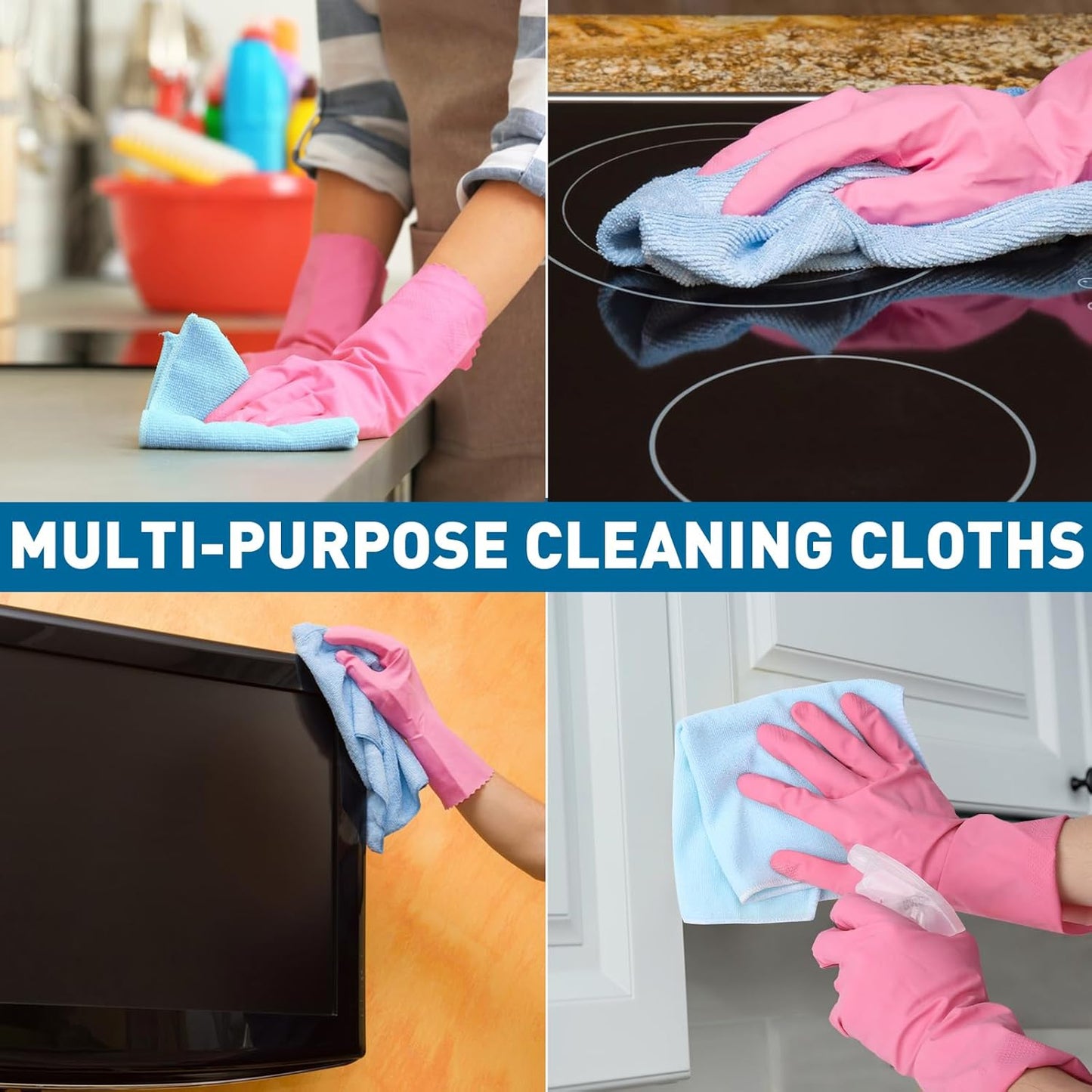 Microfiber Cleaning Cloths-50 Pack, Microfiber Towels Bulk, Towels for Cars & Home, Cleaning Rags 5 Colors Assorted (12x12 inches)