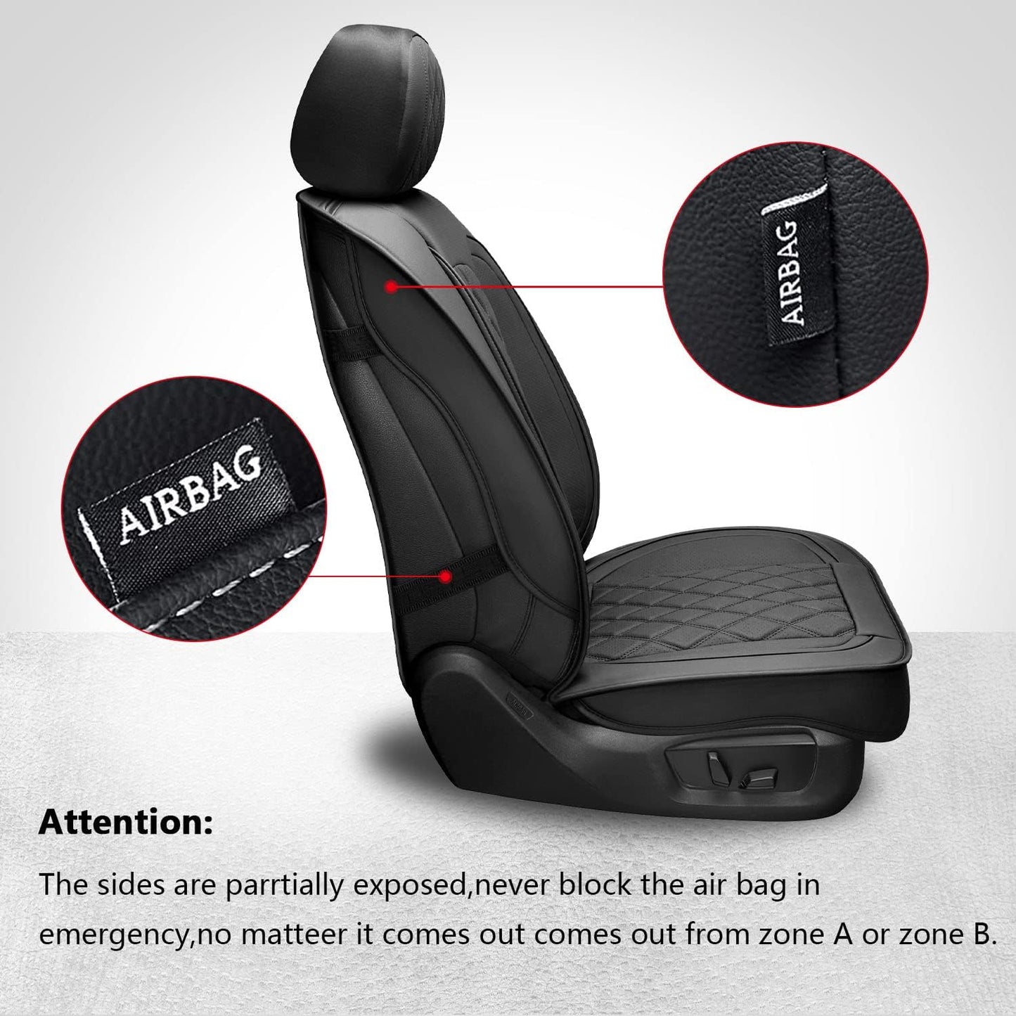 MIROZO 2PCS Front Seat Covers for Dodge Ram,Waterproof Truck Seat Cover Compatible with 2009-2025 RAM 1500 2500 3500 Truck Pickup Crew Quad Cab (2PCS Front,Black)